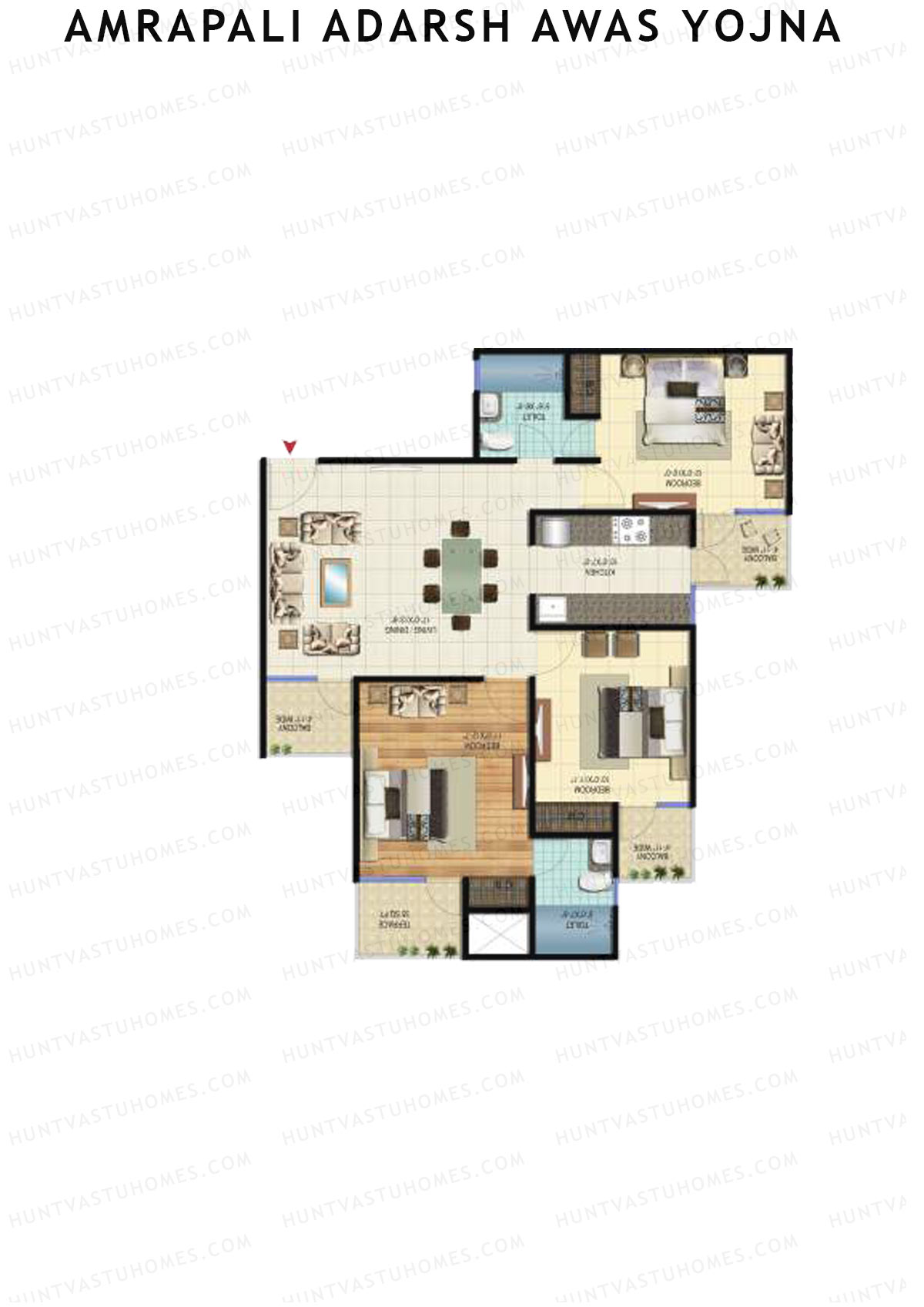 Amrapali Adarsh Awas Yojna Tower D Unit 3 Floor Plan