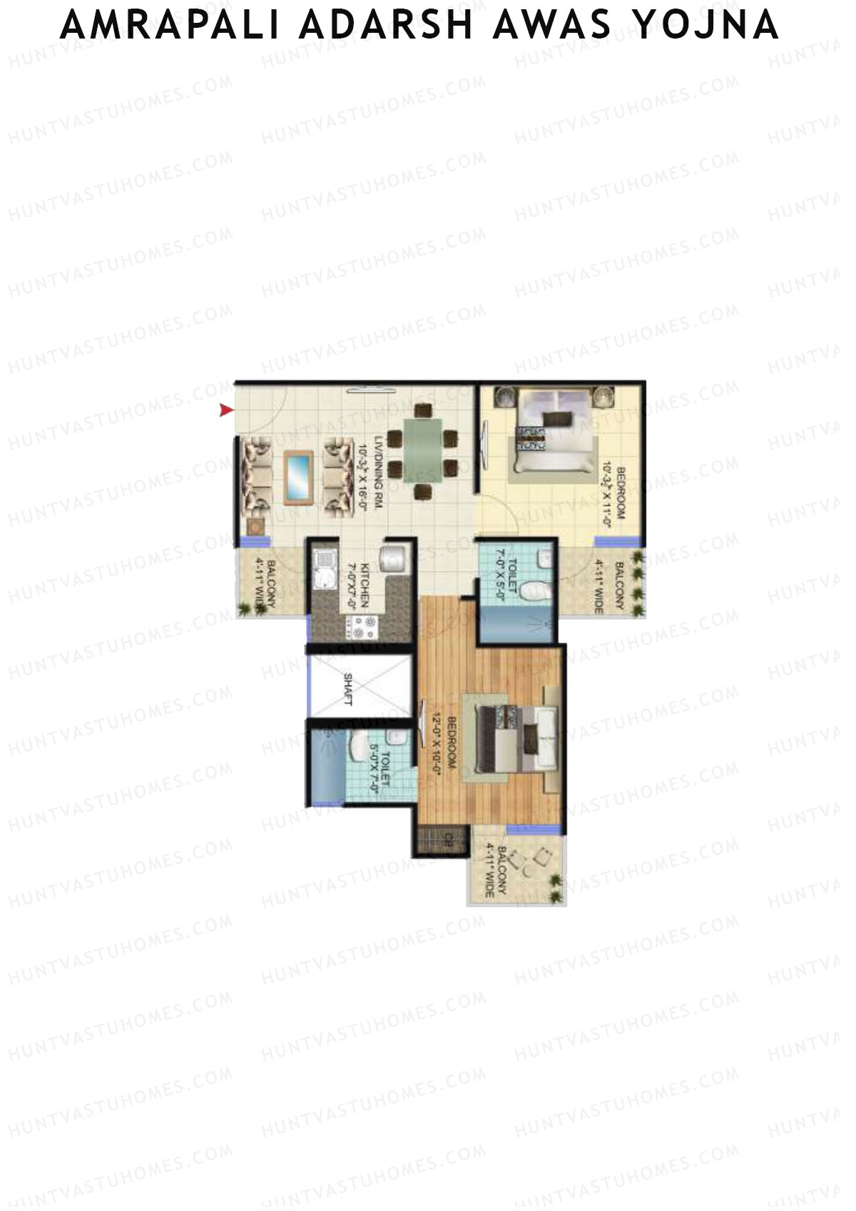 Amrapali Adarsh Awas Yojna Tower E Unit 2 Floor Plan