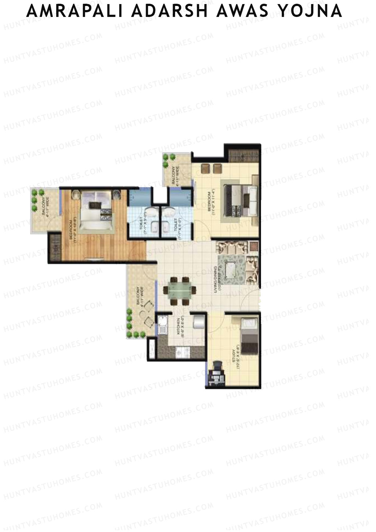 Amrapali Adarsh Awas Yojna Tower G Unit 4 Floor Plan