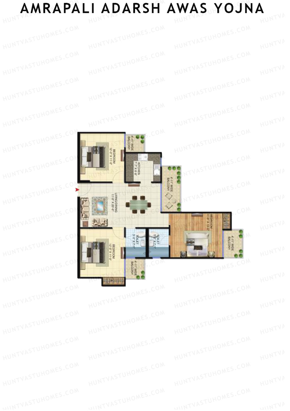Amrapali Adarsh Awas Yojna Tower H1 Unit 3 Floor Plan