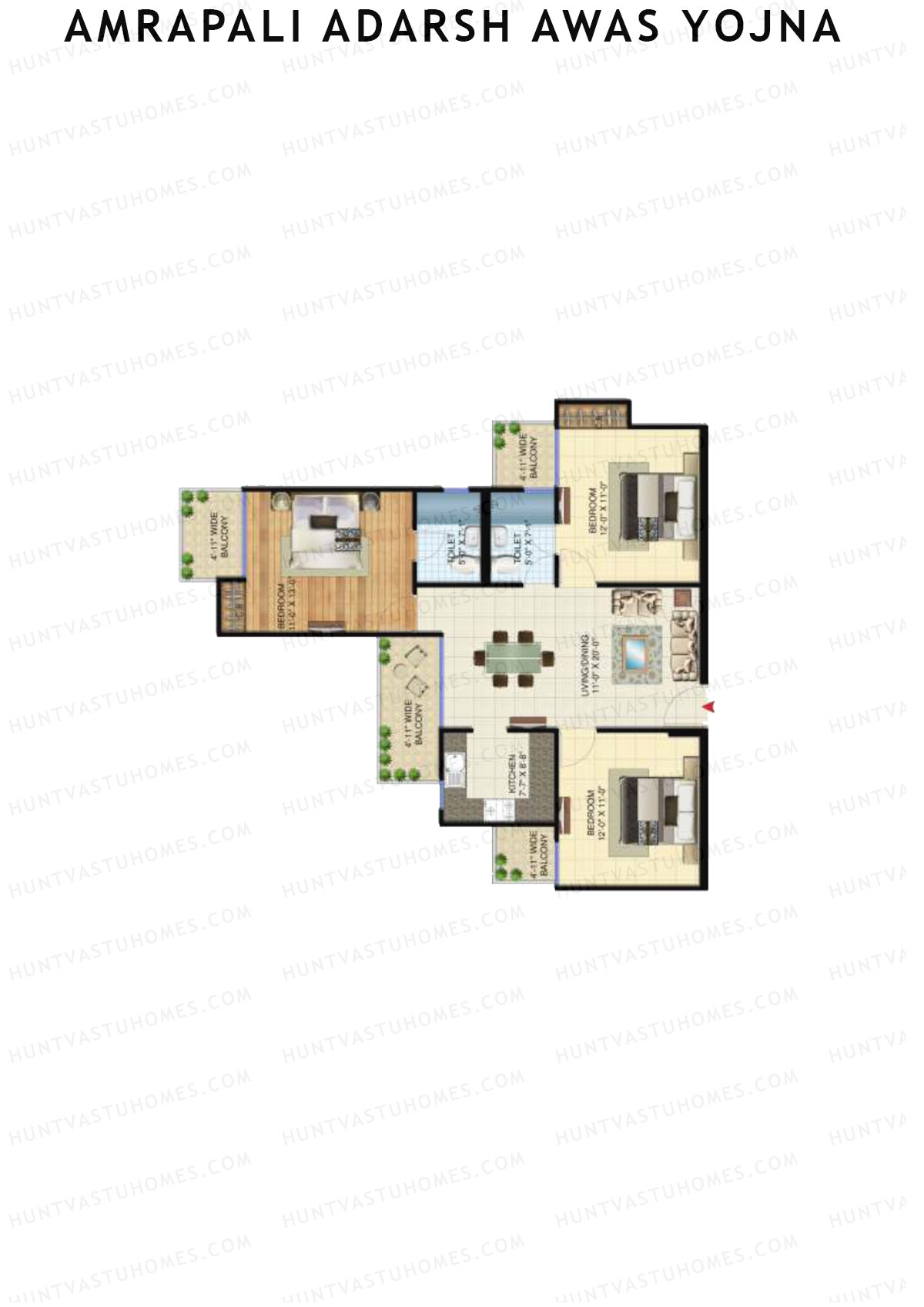 Amrapali Adarsh Awas Yojna Tower H1 Unit 5 Floor Plan