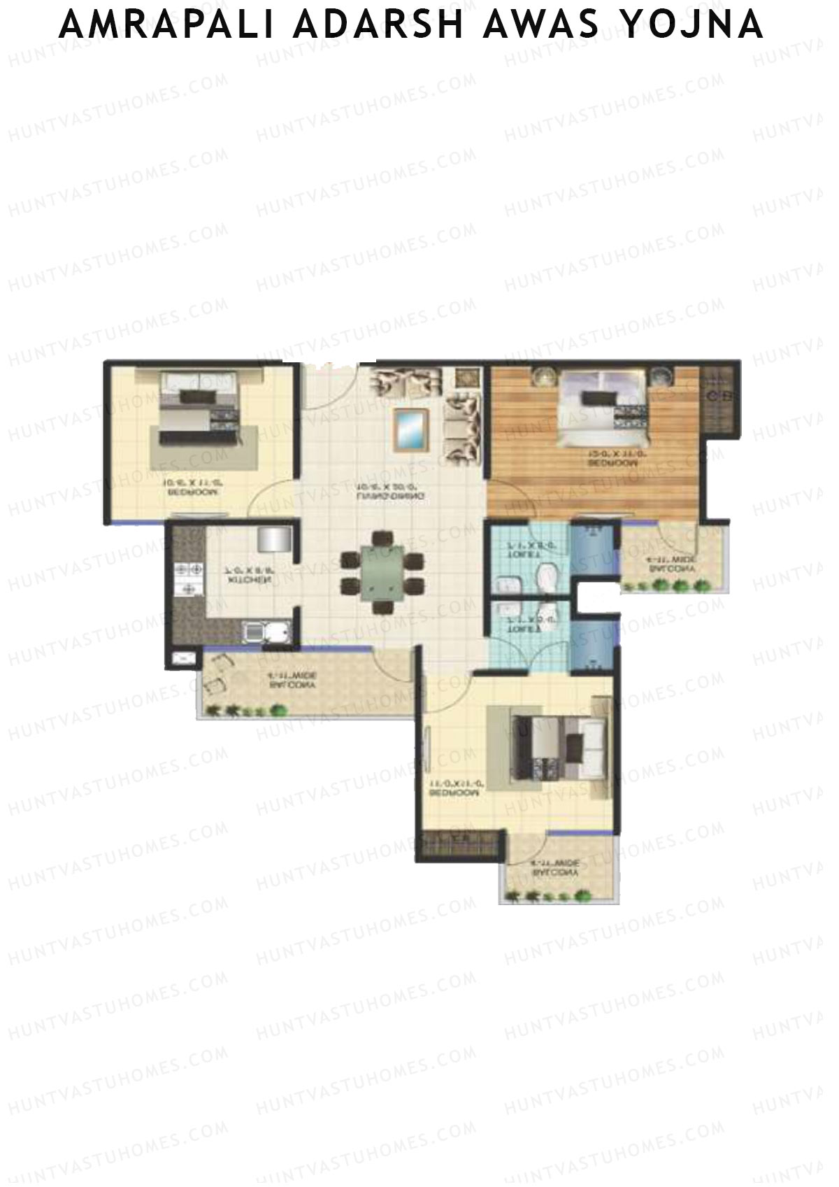 Amrapali Adarsh Awas Yojna Tower H2 Unit 2 Floor Plan