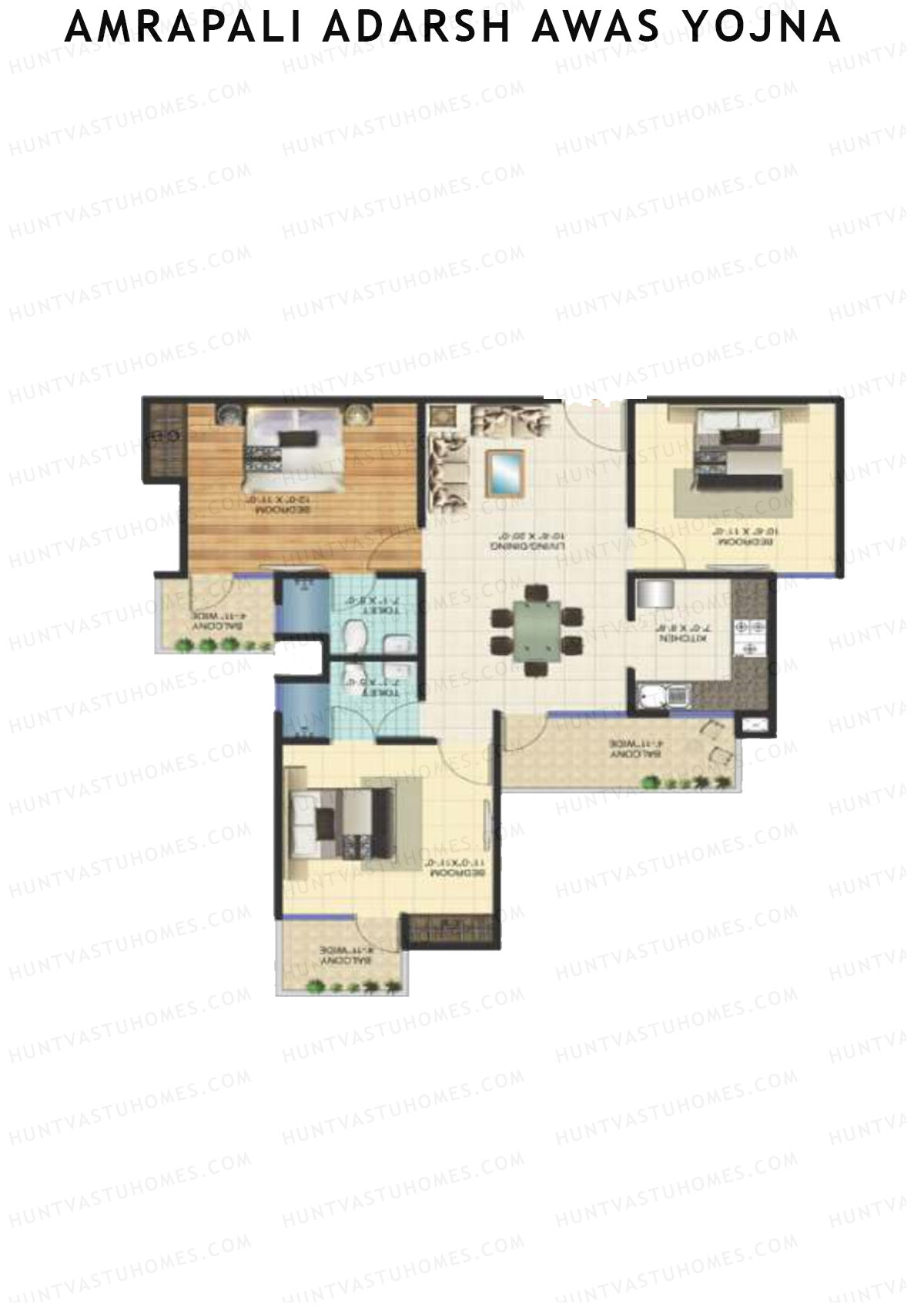 Amrapali Adarsh Awas Yojna Tower H2 Unit 3 Floor Plan
