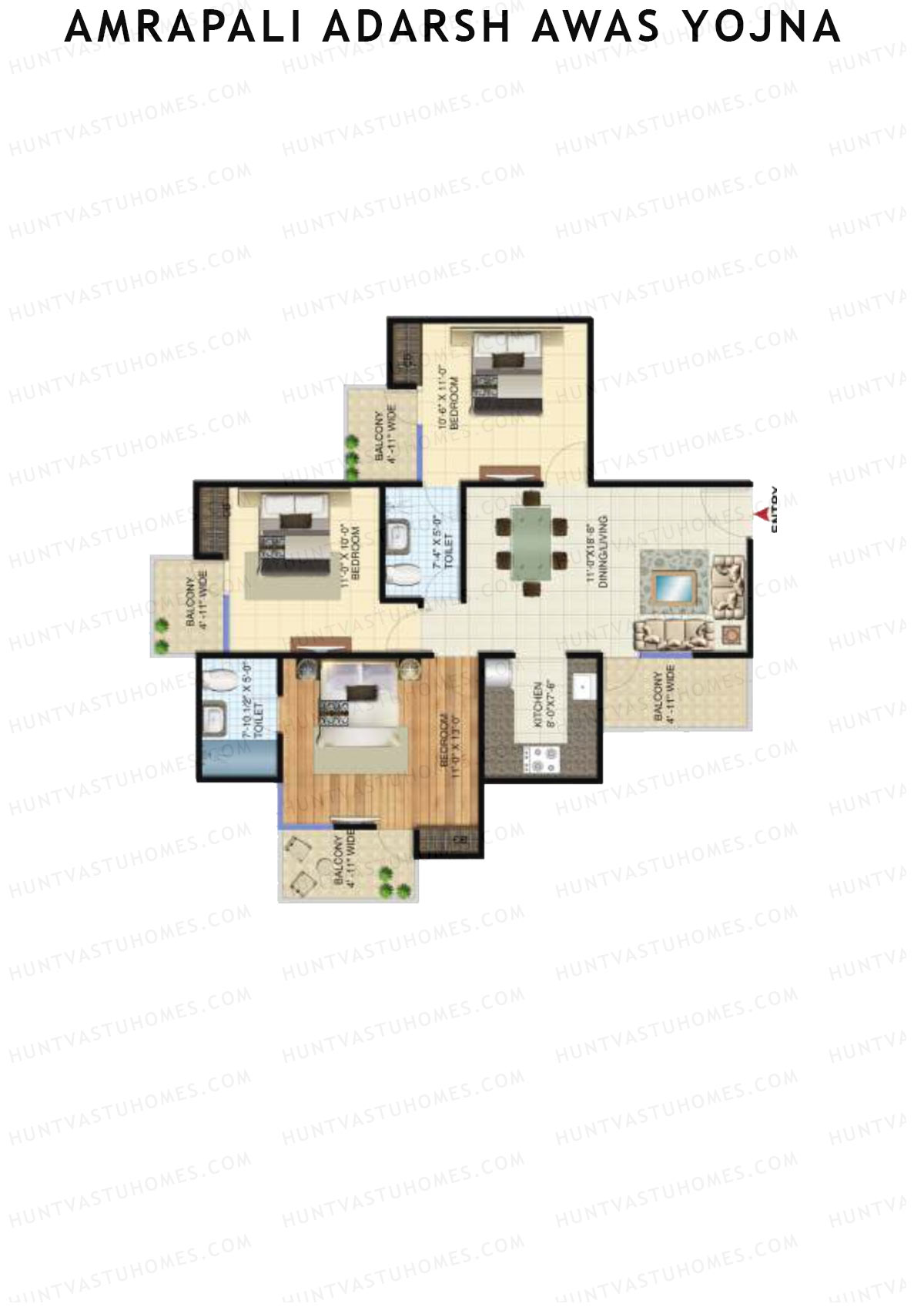 Amrapali Adarsh Awas Yojna Tower L2 Unit 2 Floor Plan