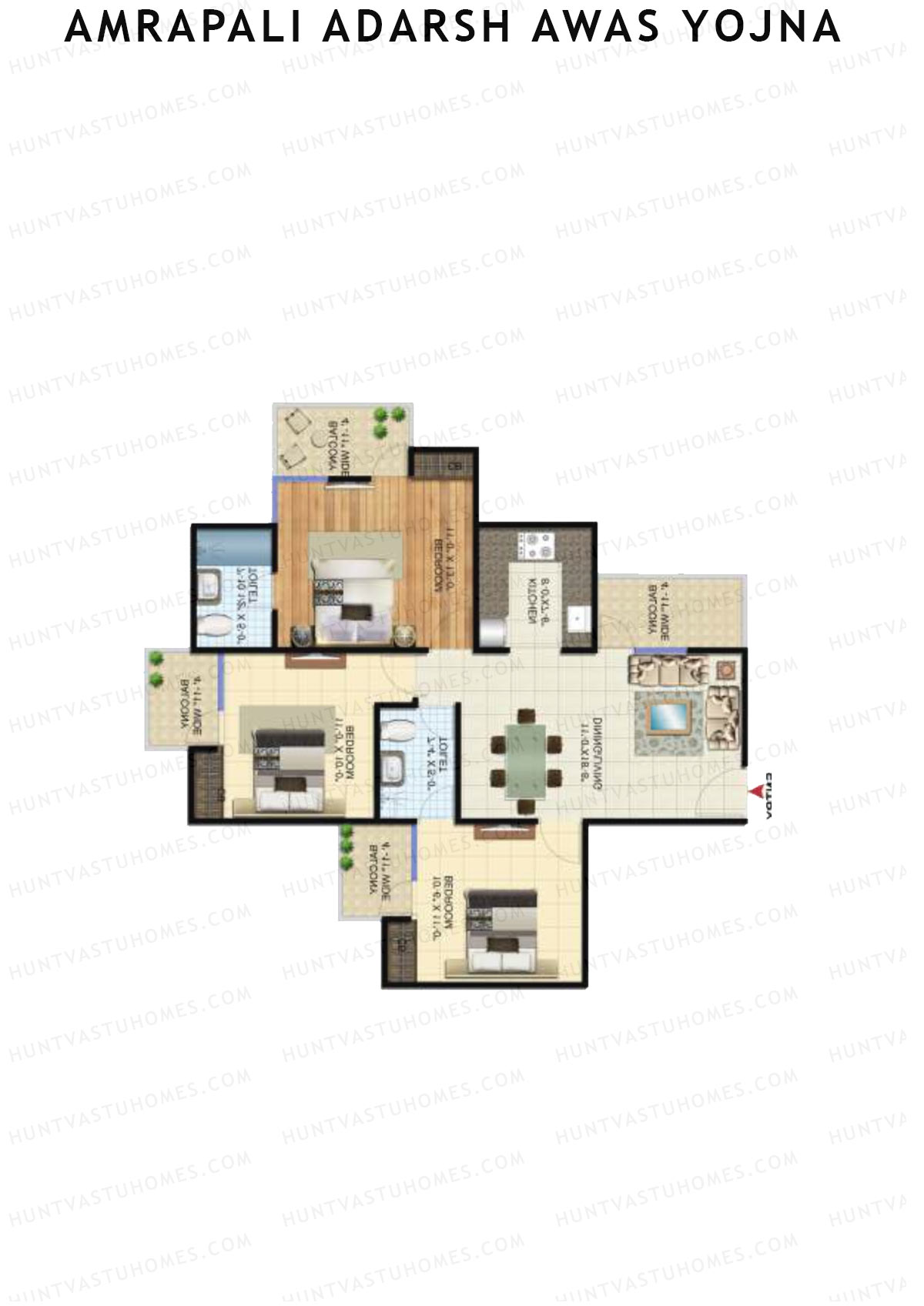 Amrapali Adarsh Awas Yojna Tower L2 Unit 3 Floor Plan