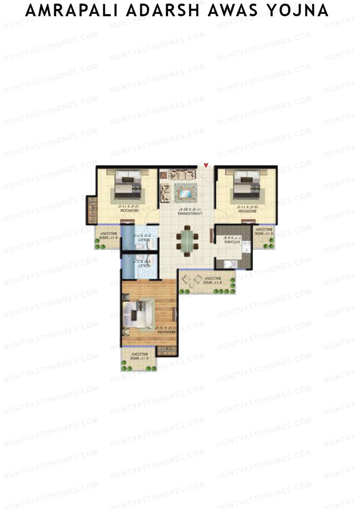 Amrapali Adarsh Awas Yojna Tower P2 Unit 1 Floor Plan