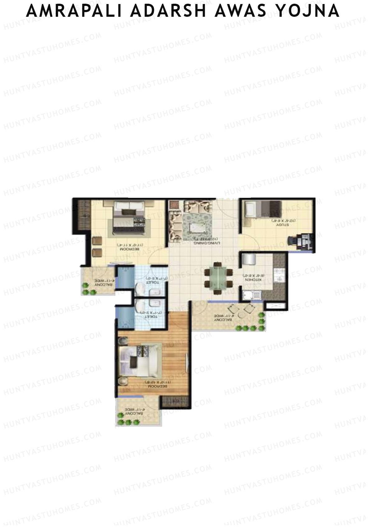 Amrapali Adarsh Awas Yojna Tower P2 Unit 3 Floor Plan