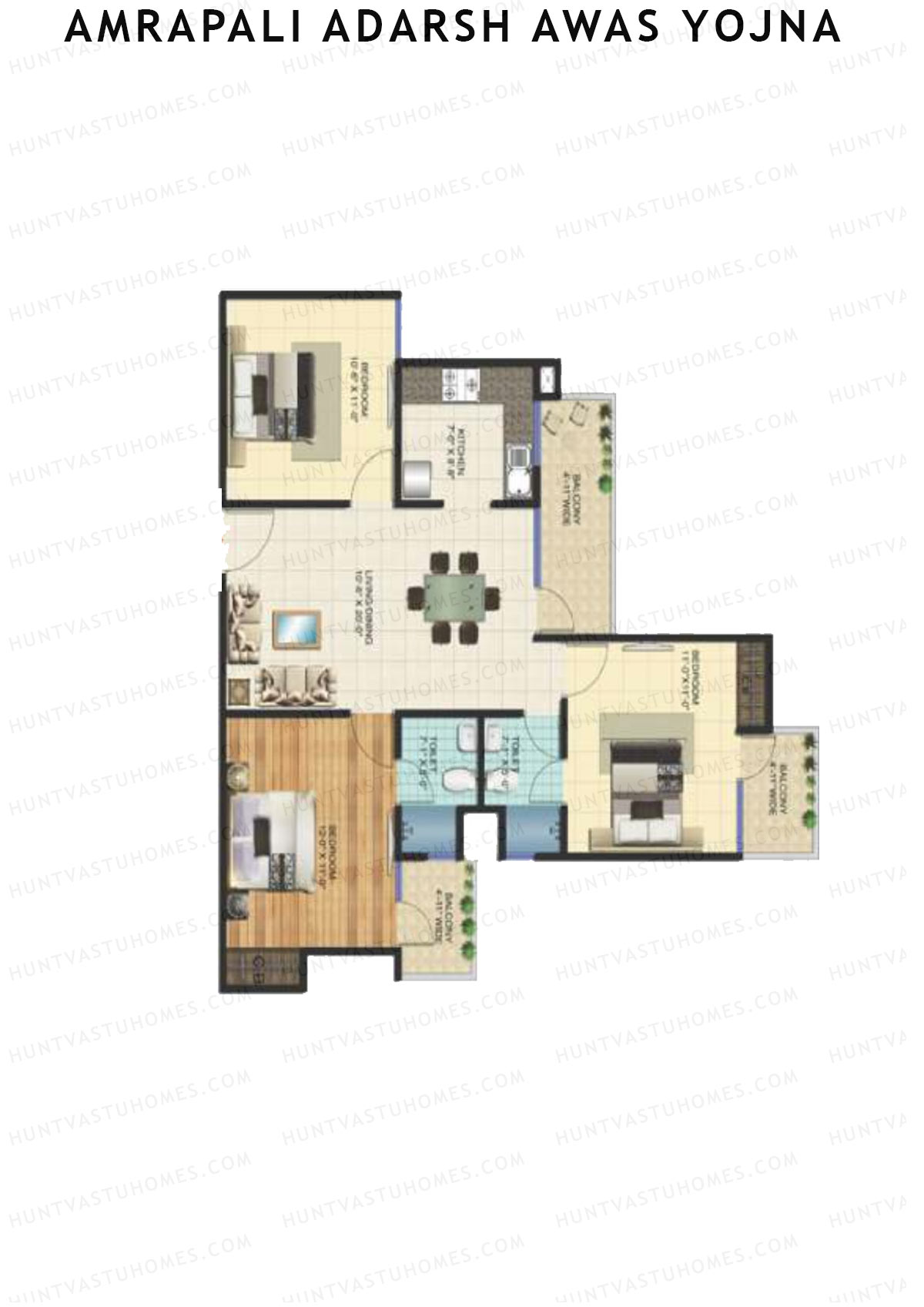 Amrapali Adarsh Awas Yojna Tower T2 Unit 1 Floor Plan