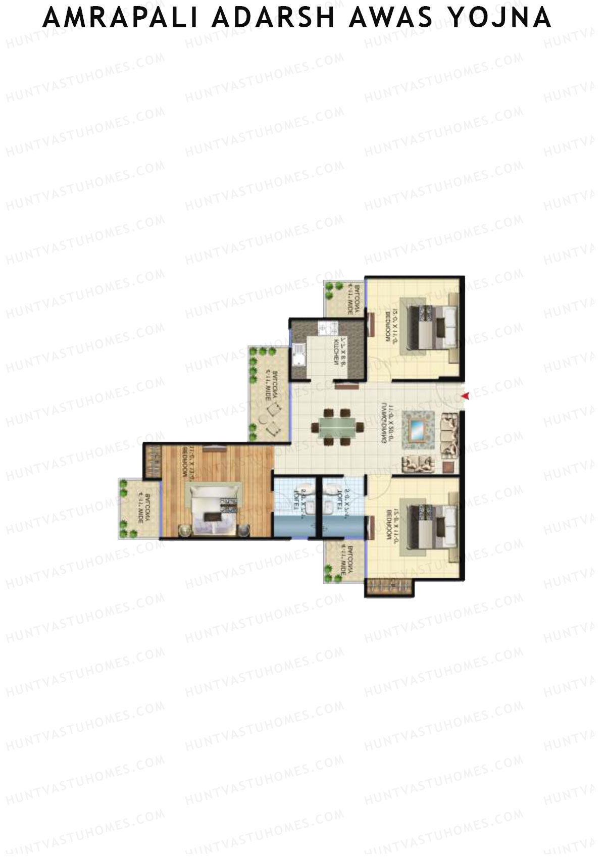 Amrapali Adarsh Awas Yojna Tower T2 Unit 6 Floor Plan