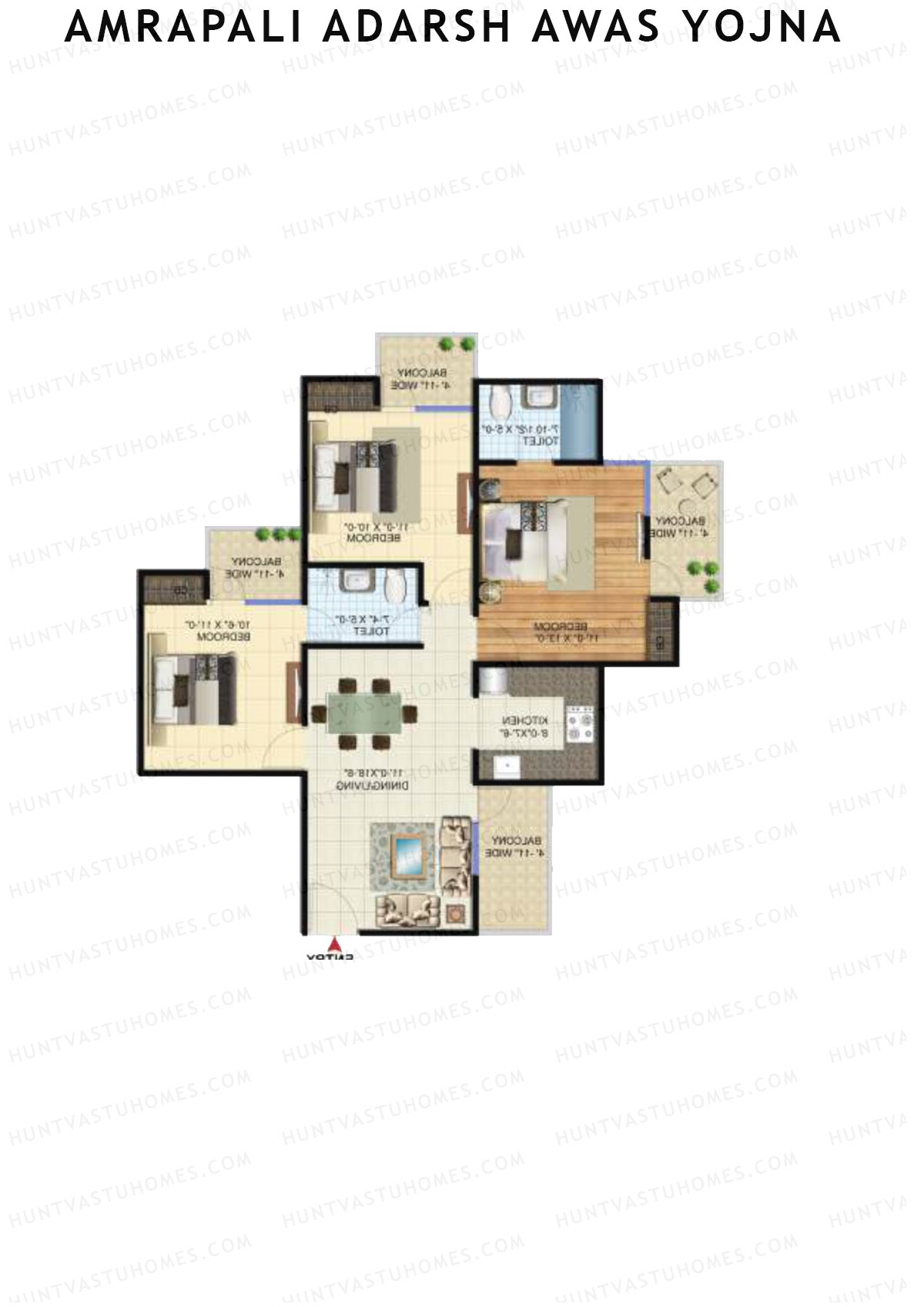 Amrapali Adarsh Awas Yojna Tower U2 Unit 2 Floor Plan
