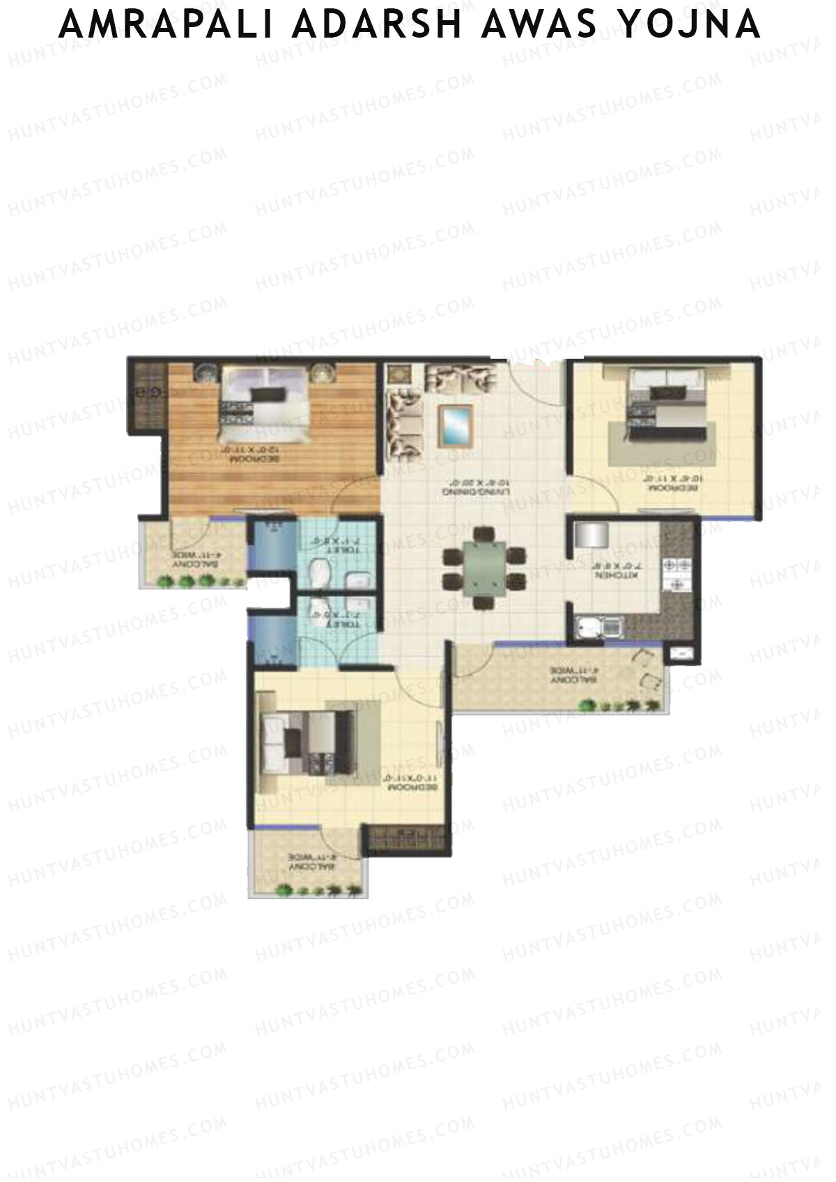 Amrapali Adarsh Awas Yojna Tower V2 Unit 1 Floor Plan