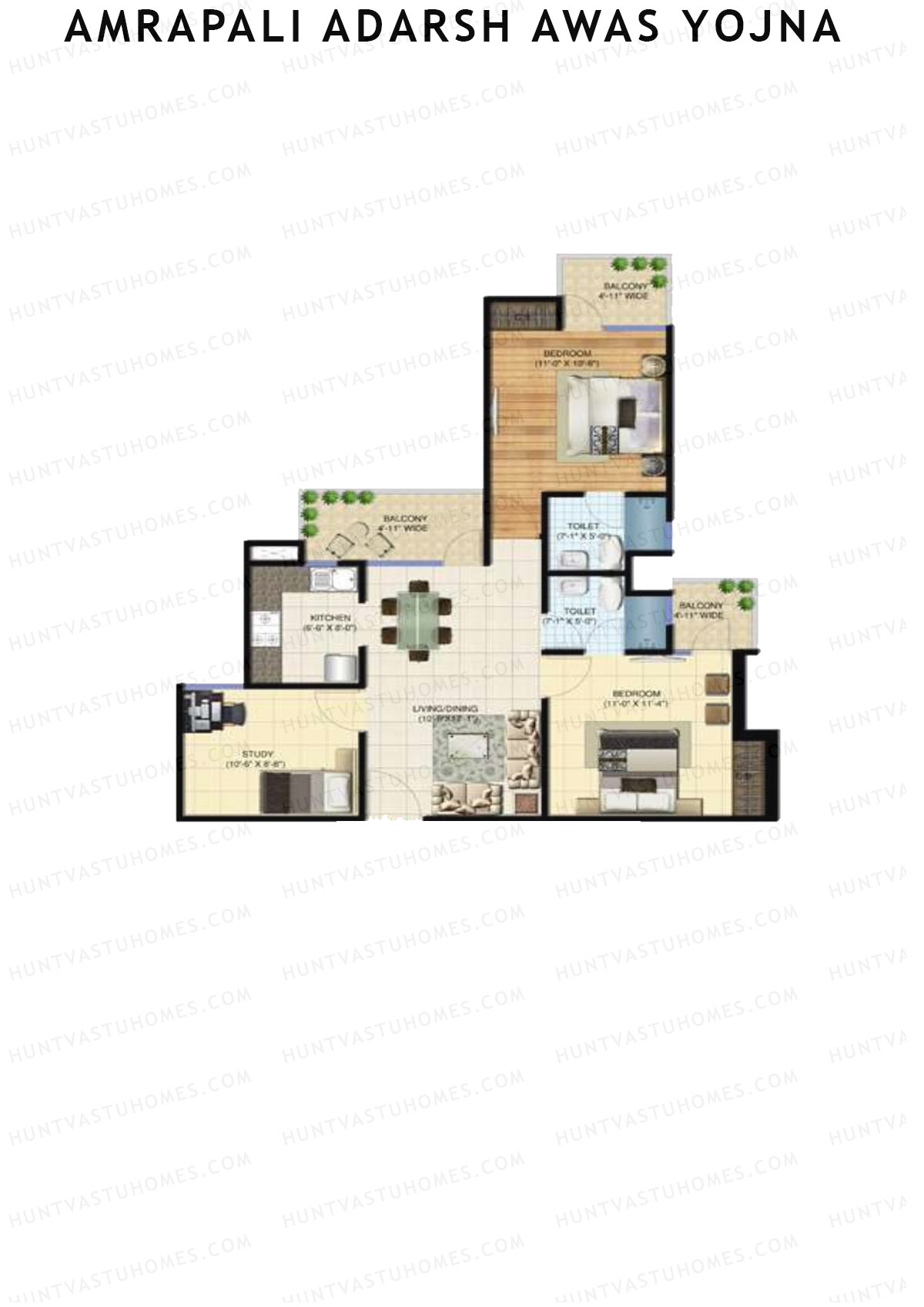 Amrapali Adarsh Awas Yojna Tower V2 Unit 5 Floor Plan