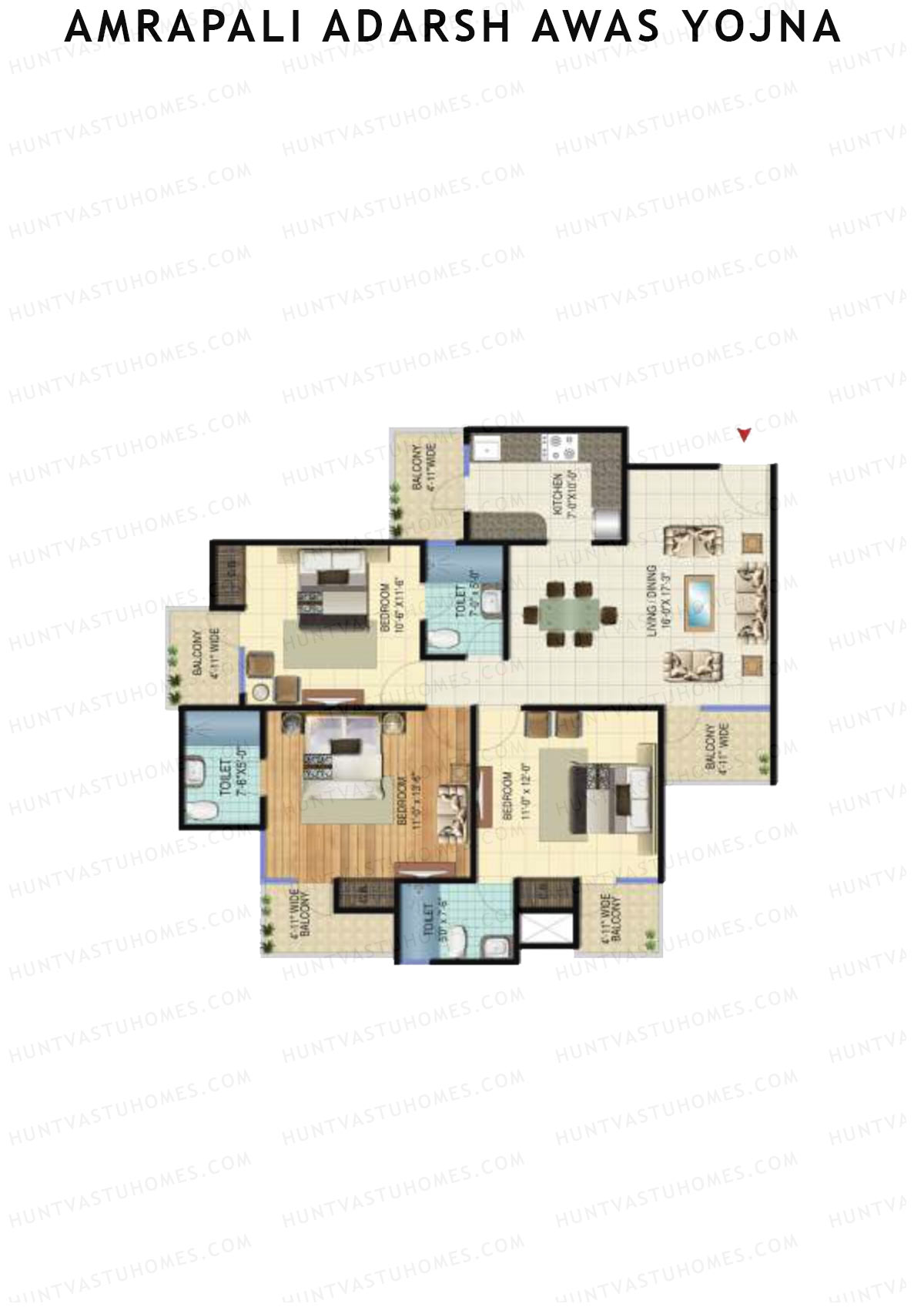 Amrapali Adarsh Awas Yojna Tower W2 Unit 4 Floor Plan