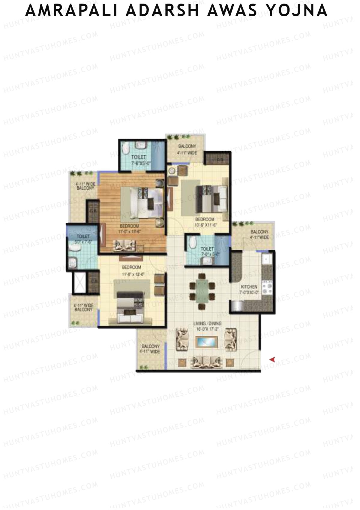 Amrapali Adarsh Awas Yojna Tower Z Unit 2 Floor Plan