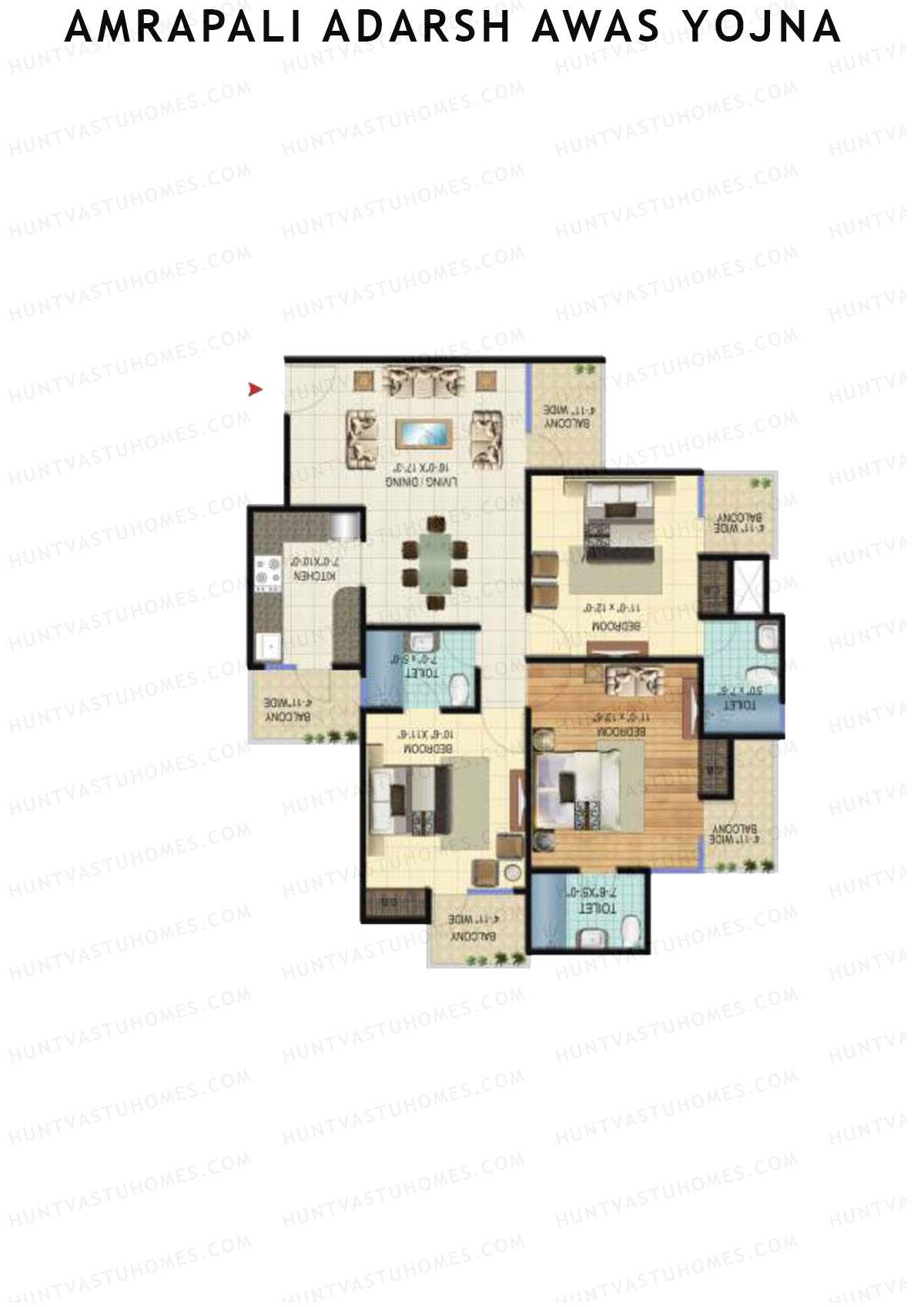 Amrapali Adarsh Awas Yojna Tower Z Unit 5 Floor Plan