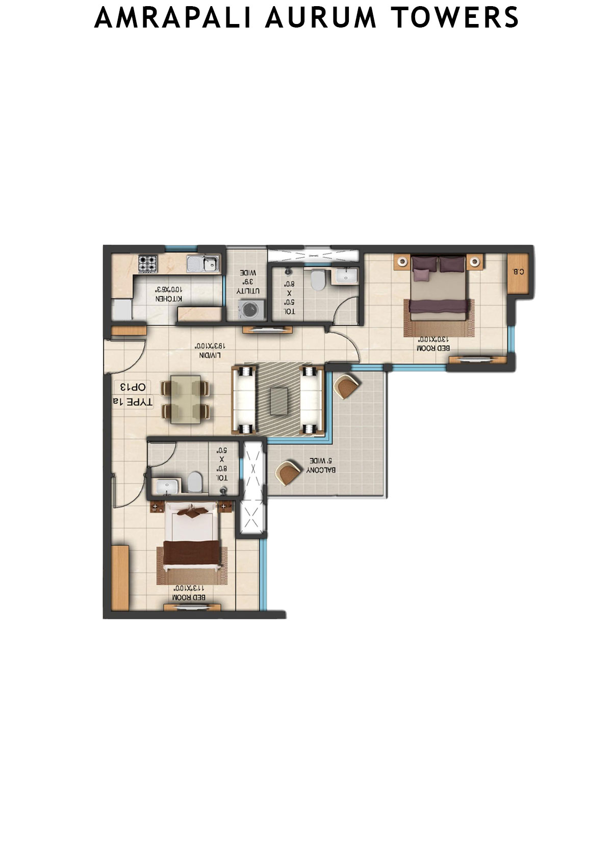 Amrapali Aurum Towers Tower APH1 Unit 1 Floor Plan