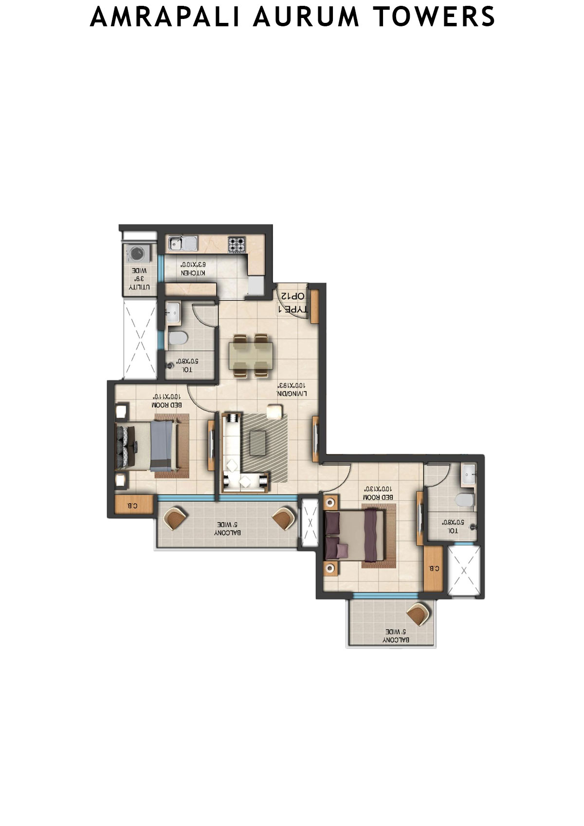 Amrapali Aurum Towers Tower APH1 Unit 2 Floor Plan