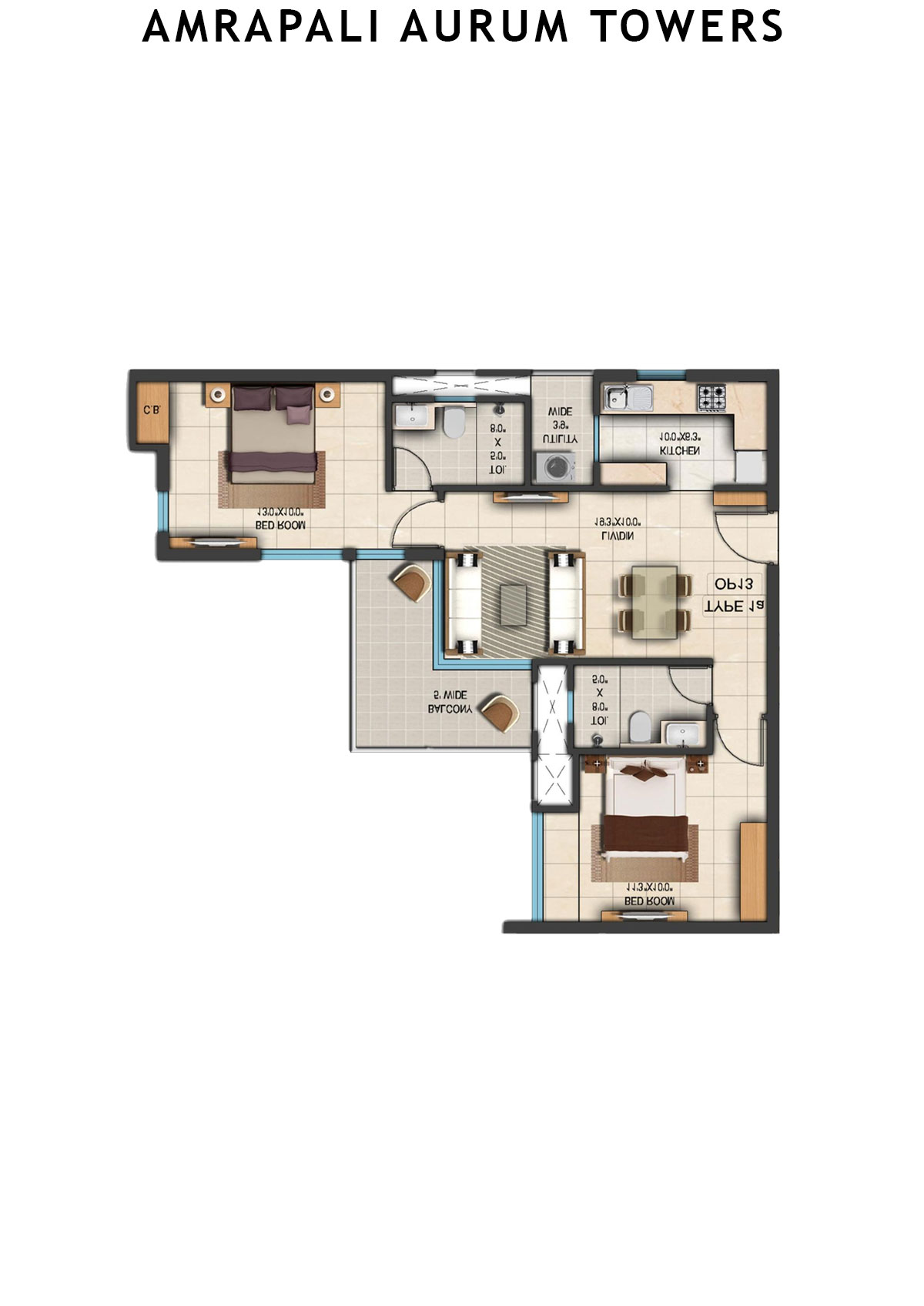 Amrapali Aurum Towers Tower APH1 Unit 3 Floor Plan