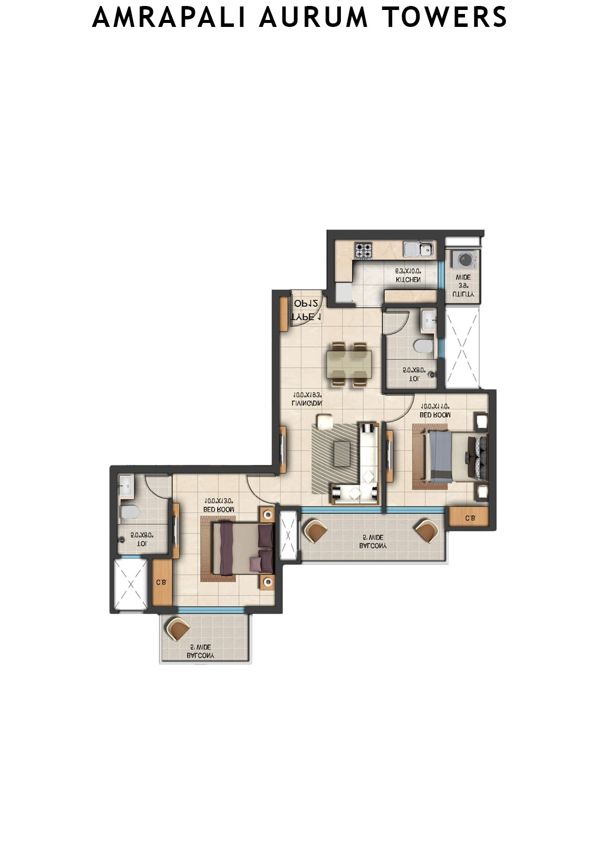 Amrapali Aurum Towers Tower APH1 Unit 4 Floor Plan