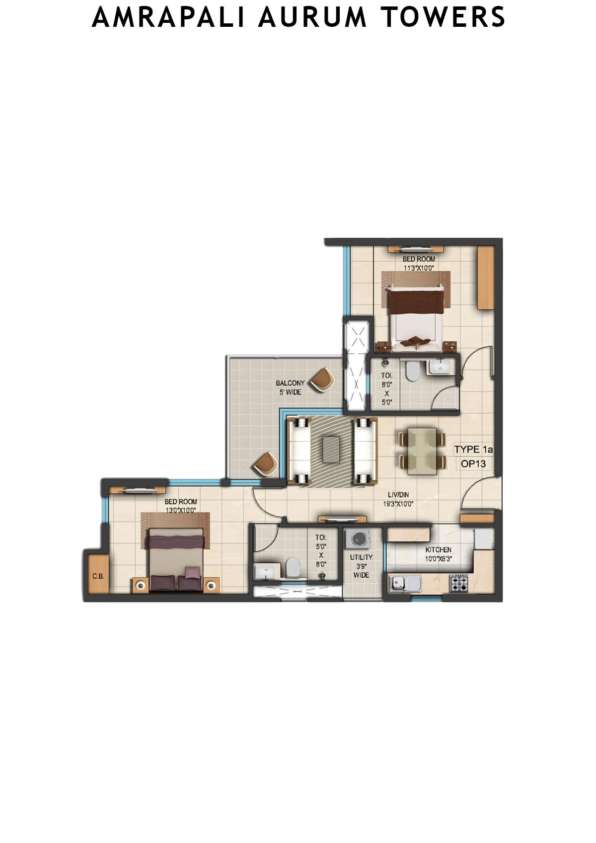 Amrapali Aurum Towers Tower APH1 Unit 5 Floor Plan