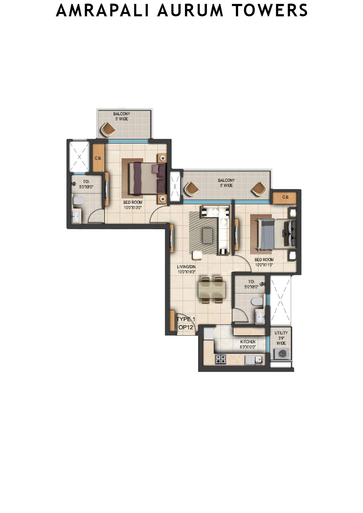 Amrapali Aurum Towers Tower APH2 Unit 6 Floor Plan