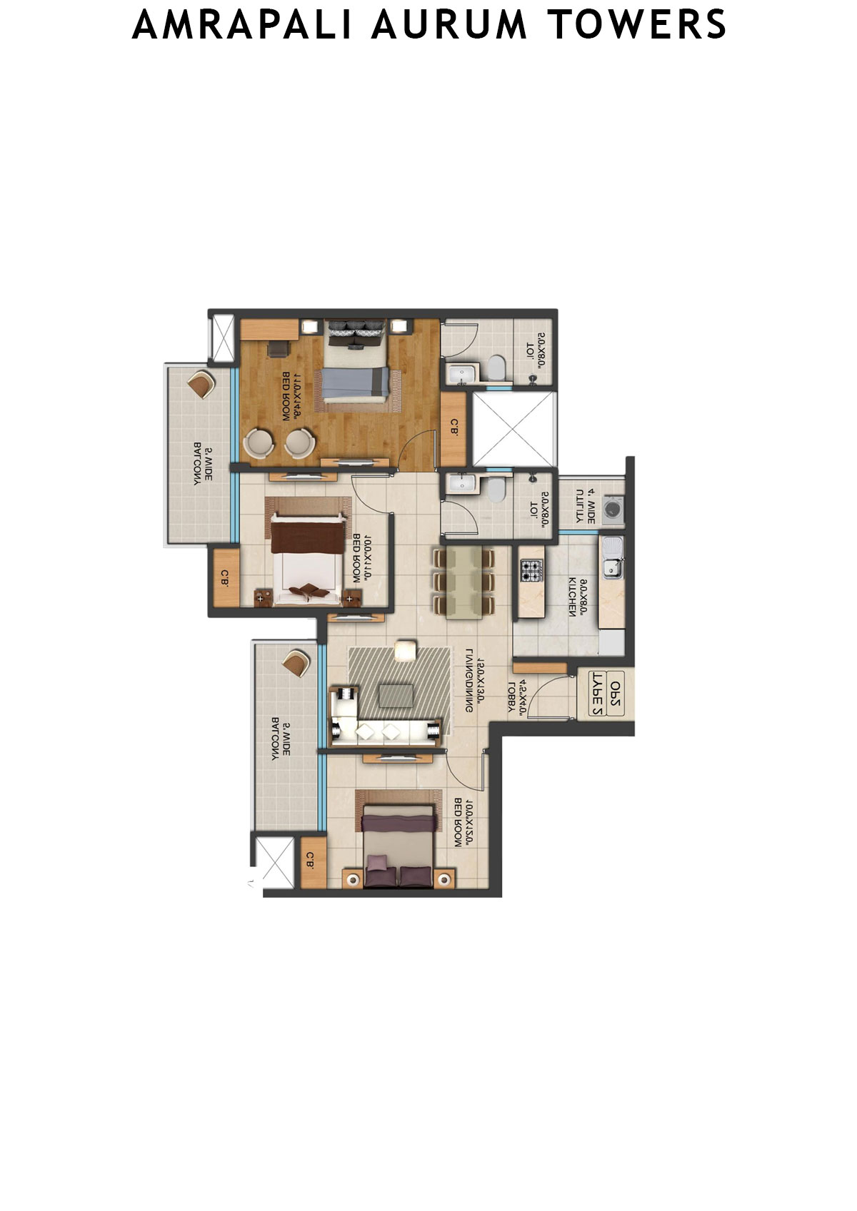 Amrapali Aurum Towers Tower APH3 Unit 1 Floor Plan