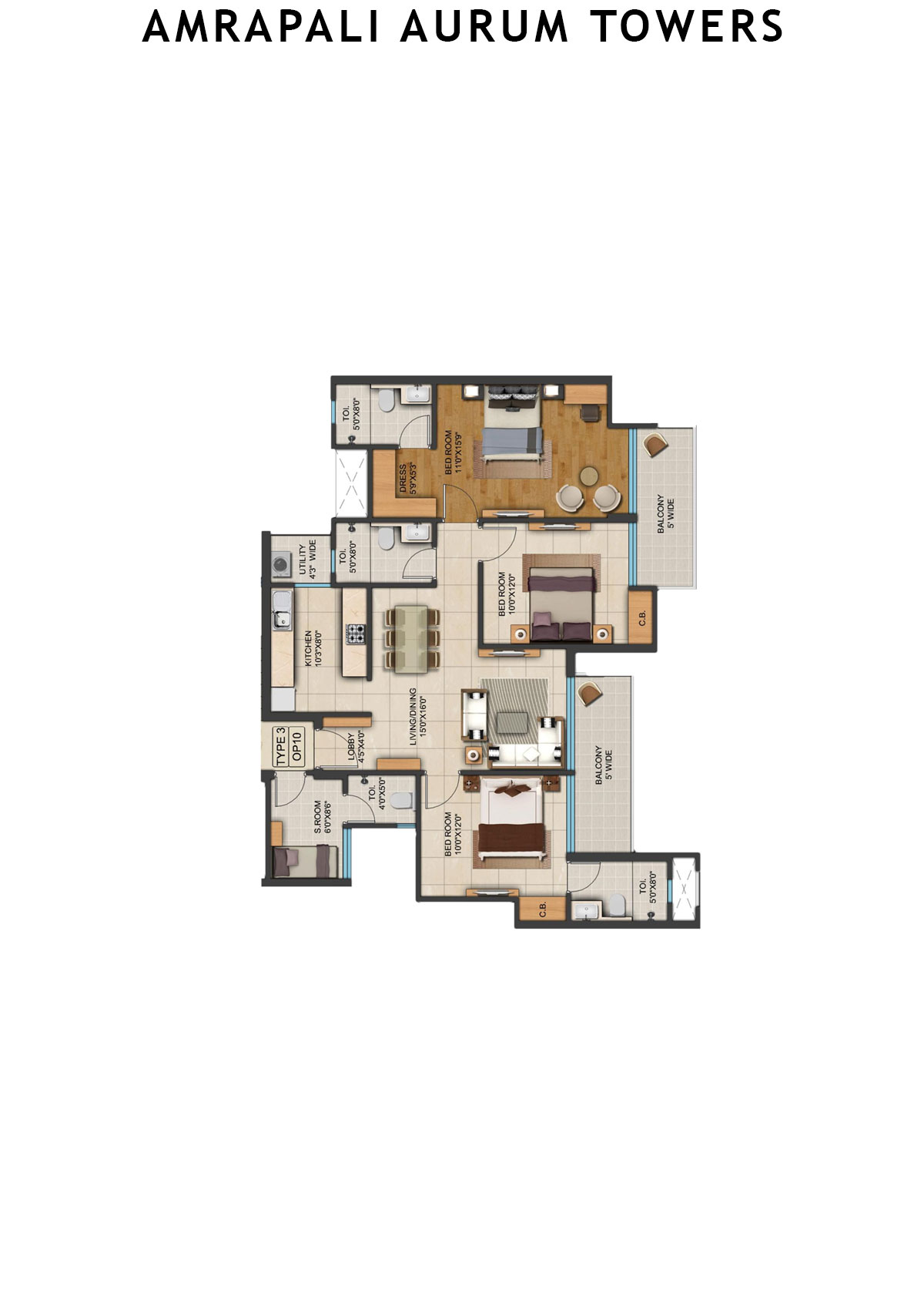 Amrapali Aurum Towers Tower APH3 Unit 2 Floor Plan