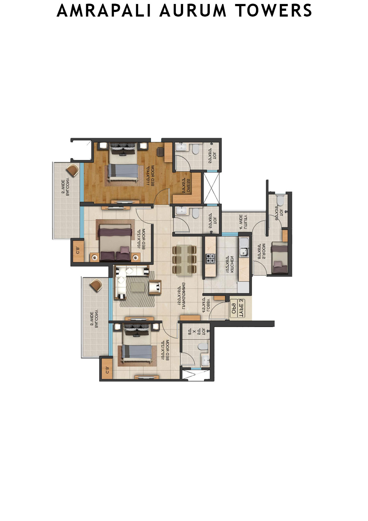 Amrapali Aurum Towers Tower APH6 Unit 1 Floor Plan