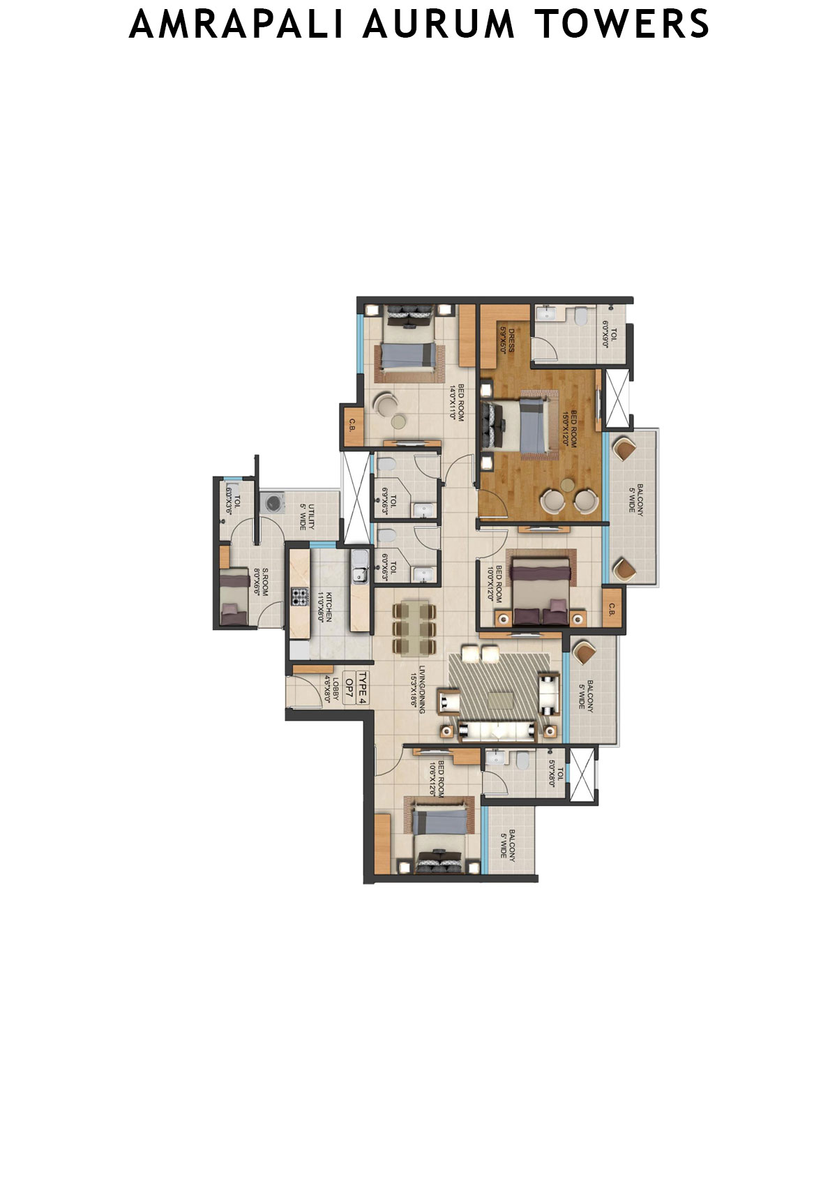 Amrapali Aurum Towers Tower APH6 Unit 2 Floor Plan
