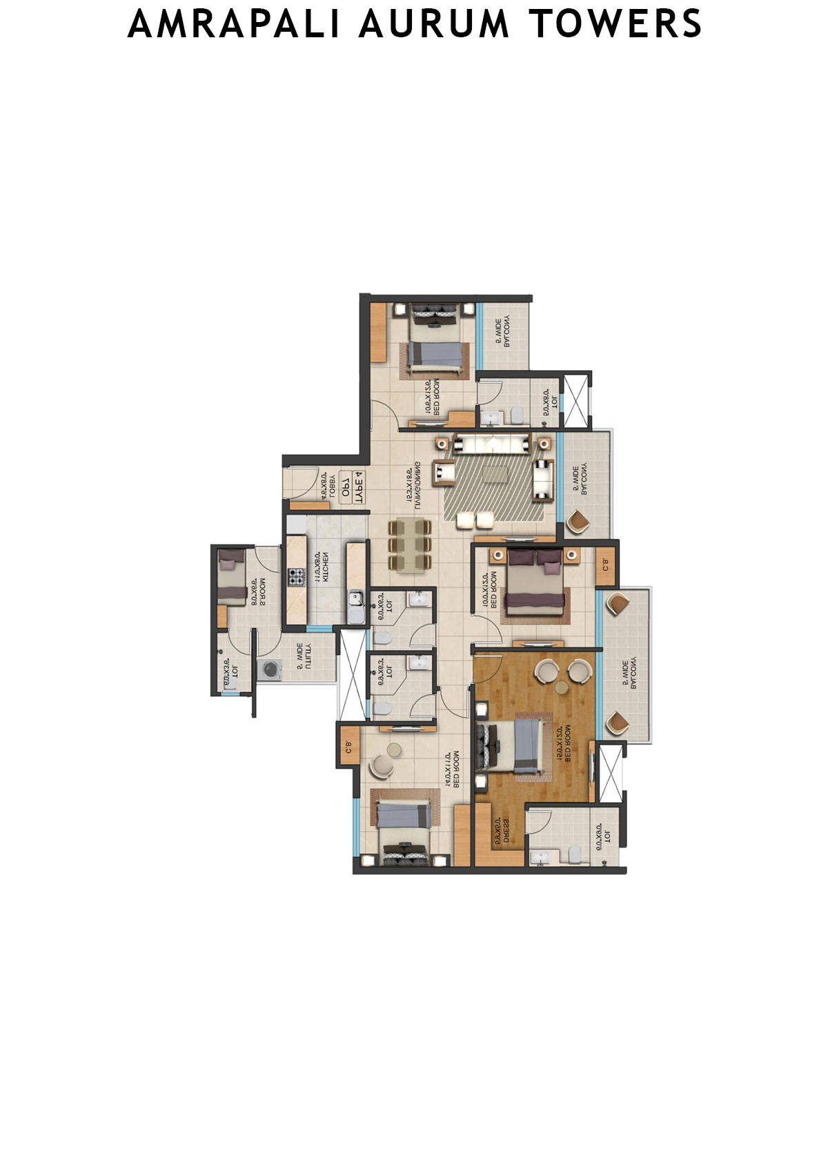 Amrapali Aurum Towers Tower APH6 Unit 4 Floor Plan