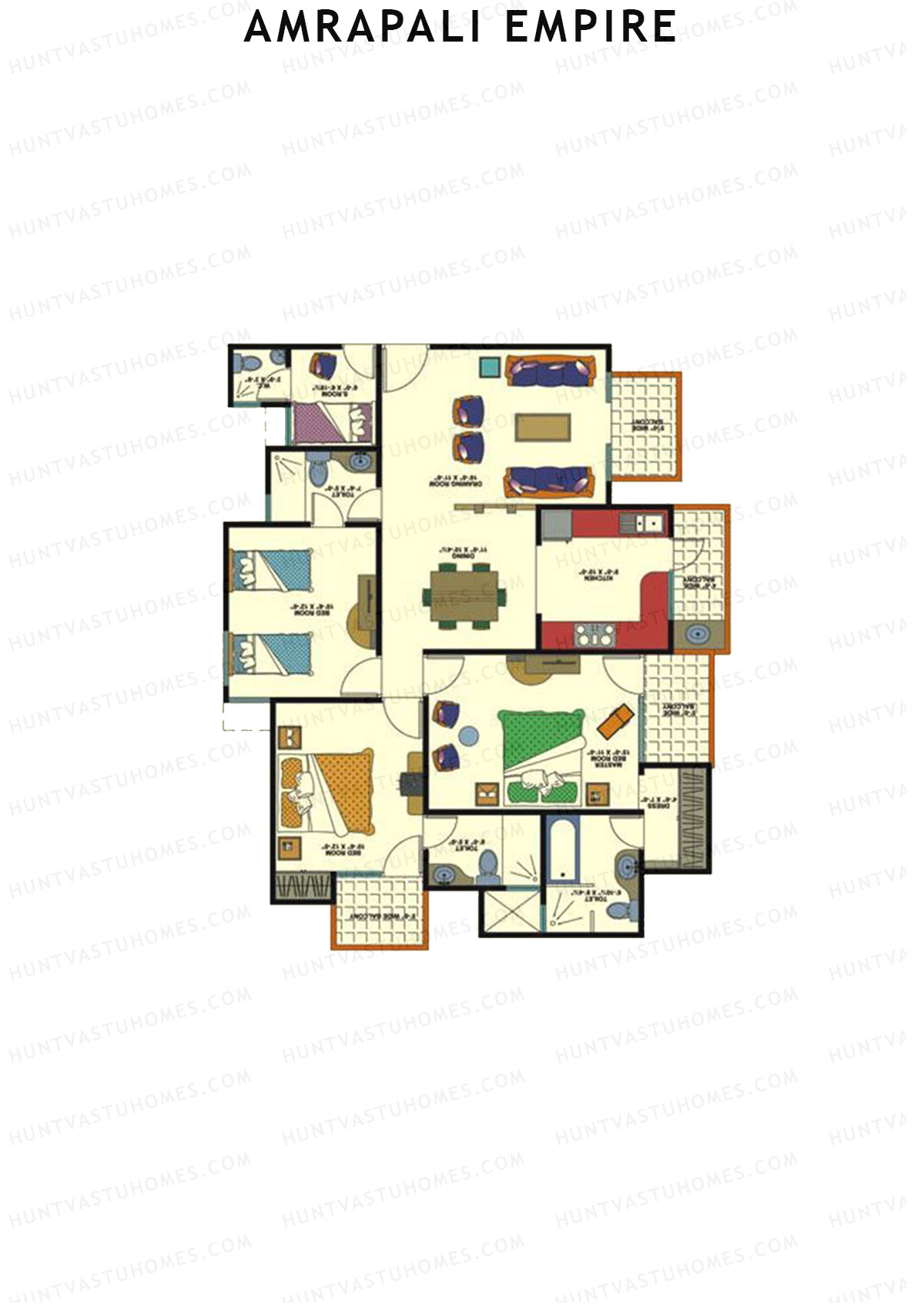 Amrapali Empire Block B Unit 3 Floor Plan