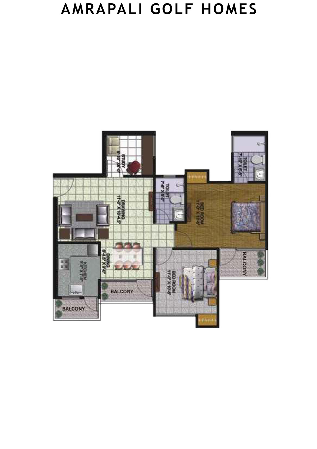 Amrapali Golf Homes Tower A3 Unit 1 Floor Plan