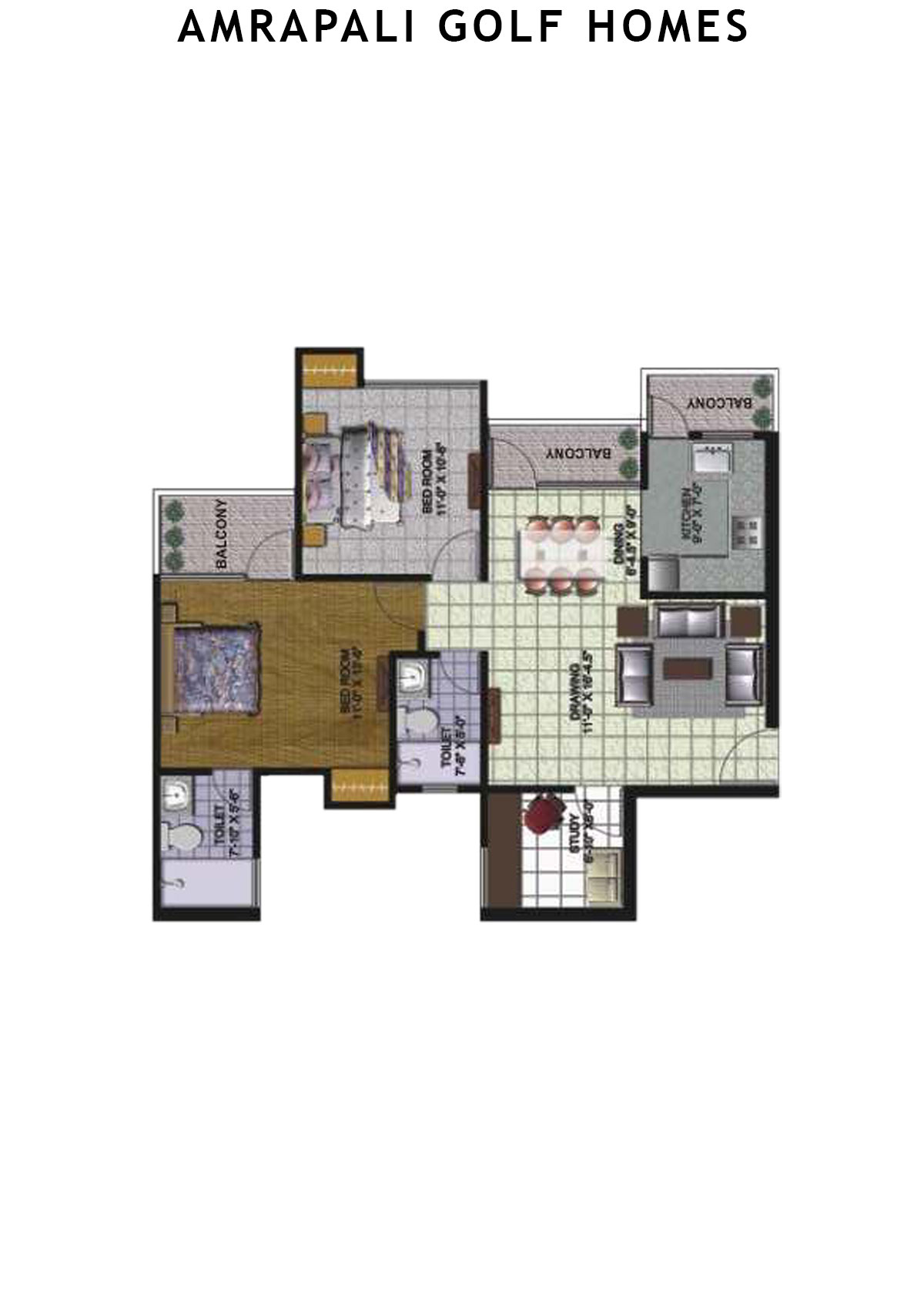 Amrapali Golf Homes Tower A3 Unit 3 Floor Plan