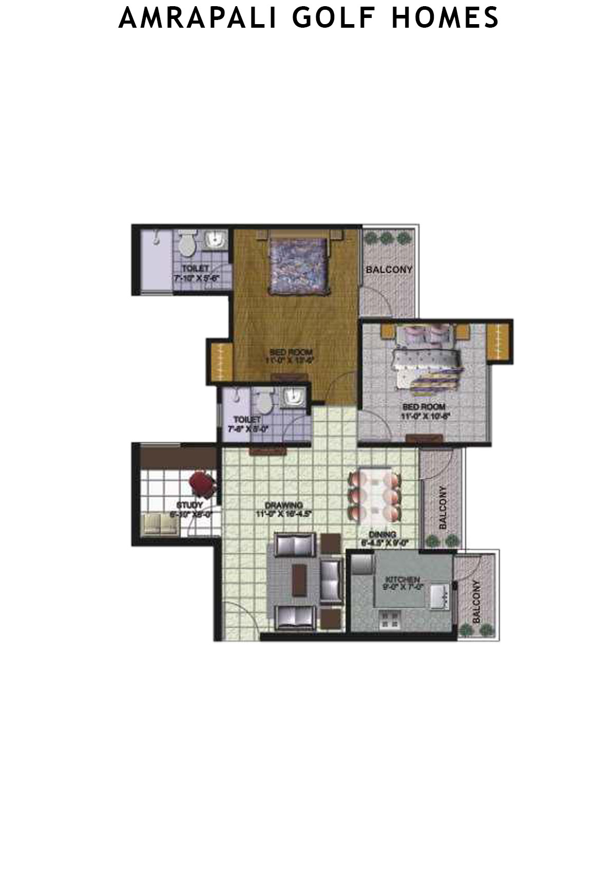 Amrapali Golf Homes Tower A5 Unit 2 Floor Plan