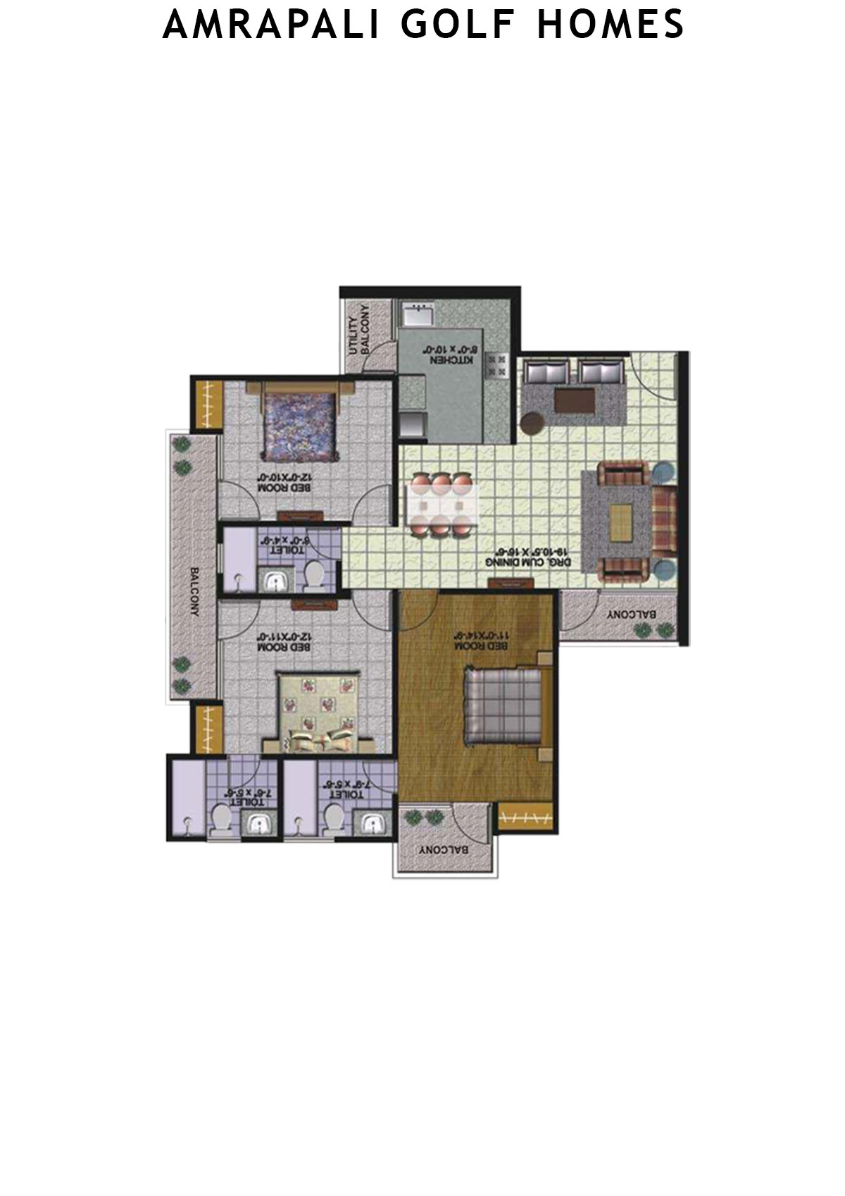 Amrapali Golf Homes Tower A7 Unit 3 Floor Plan