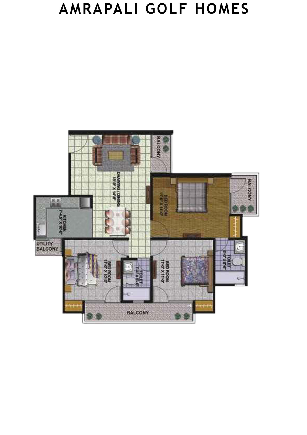 Amrapali Golf Homes Tower B1 Unit 1 Floor Plan