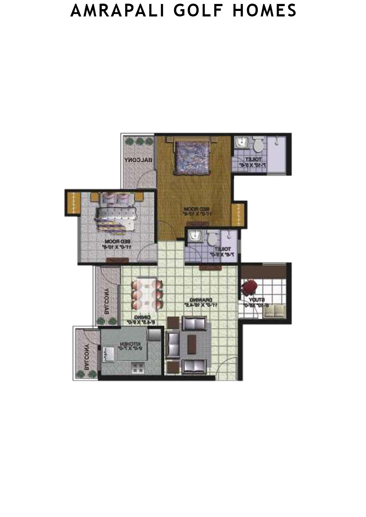 Amrapali Golf Homes Tower B3 Unit 1 Floor Plan