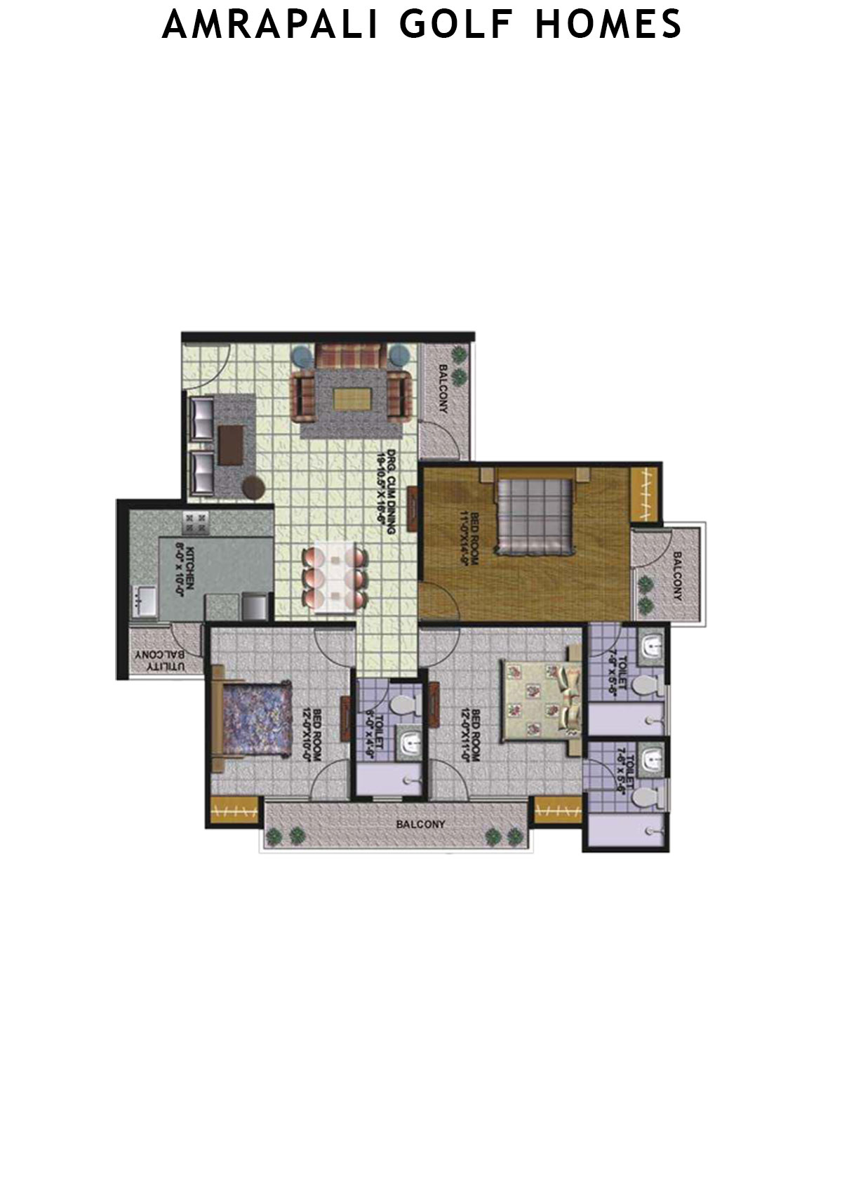 Amrapali Golf Homes Tower C1 Unit 1 Floor Plan