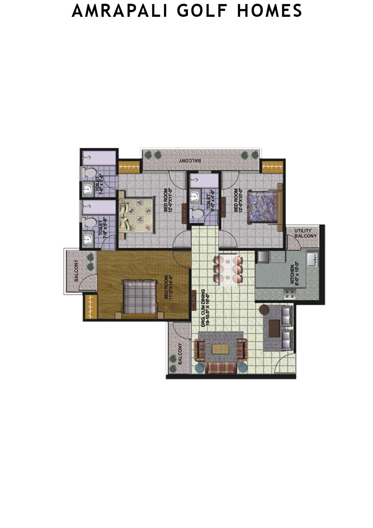 Amrapali Golf Homes Tower C1 Unit 3 Floor Plan
