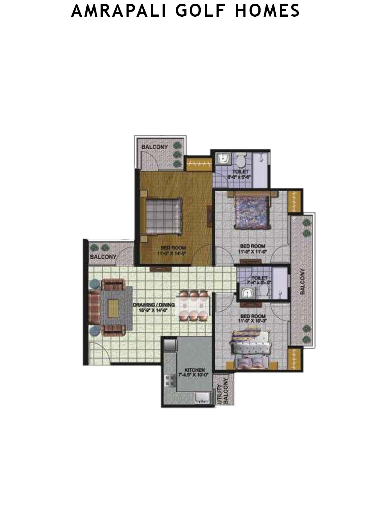 Amrapali Golf Homes Tower C2 Unit 4 Floor Plan