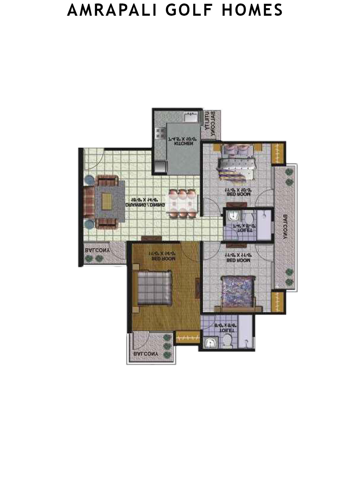 Amrapali Golf Homes Tower C4 Unit 3 Floor Plan