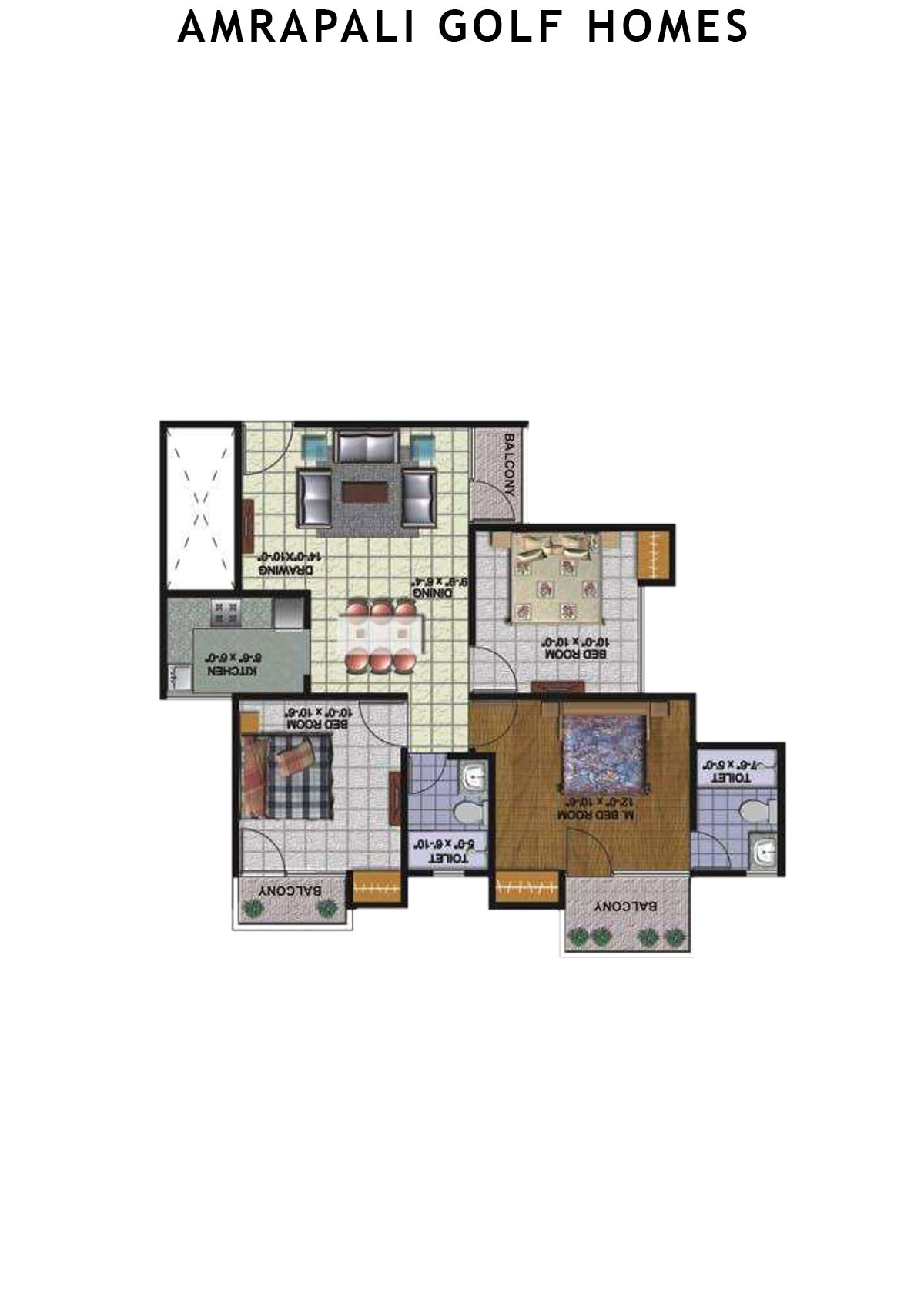 Amrapali Golf Homes Tower L1 Unit 4 Floor Plan