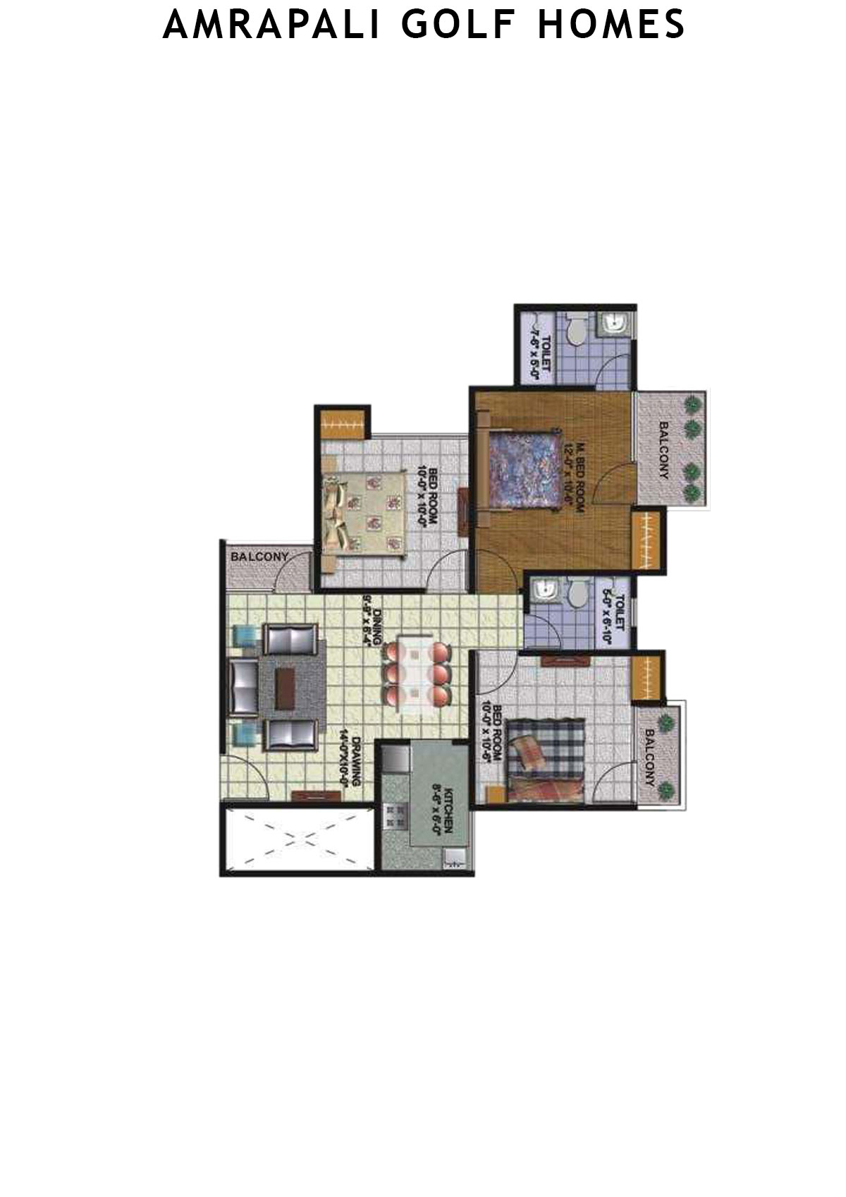 Amrapali Golf Homes Tower L8 Unit 3 Floor Plan