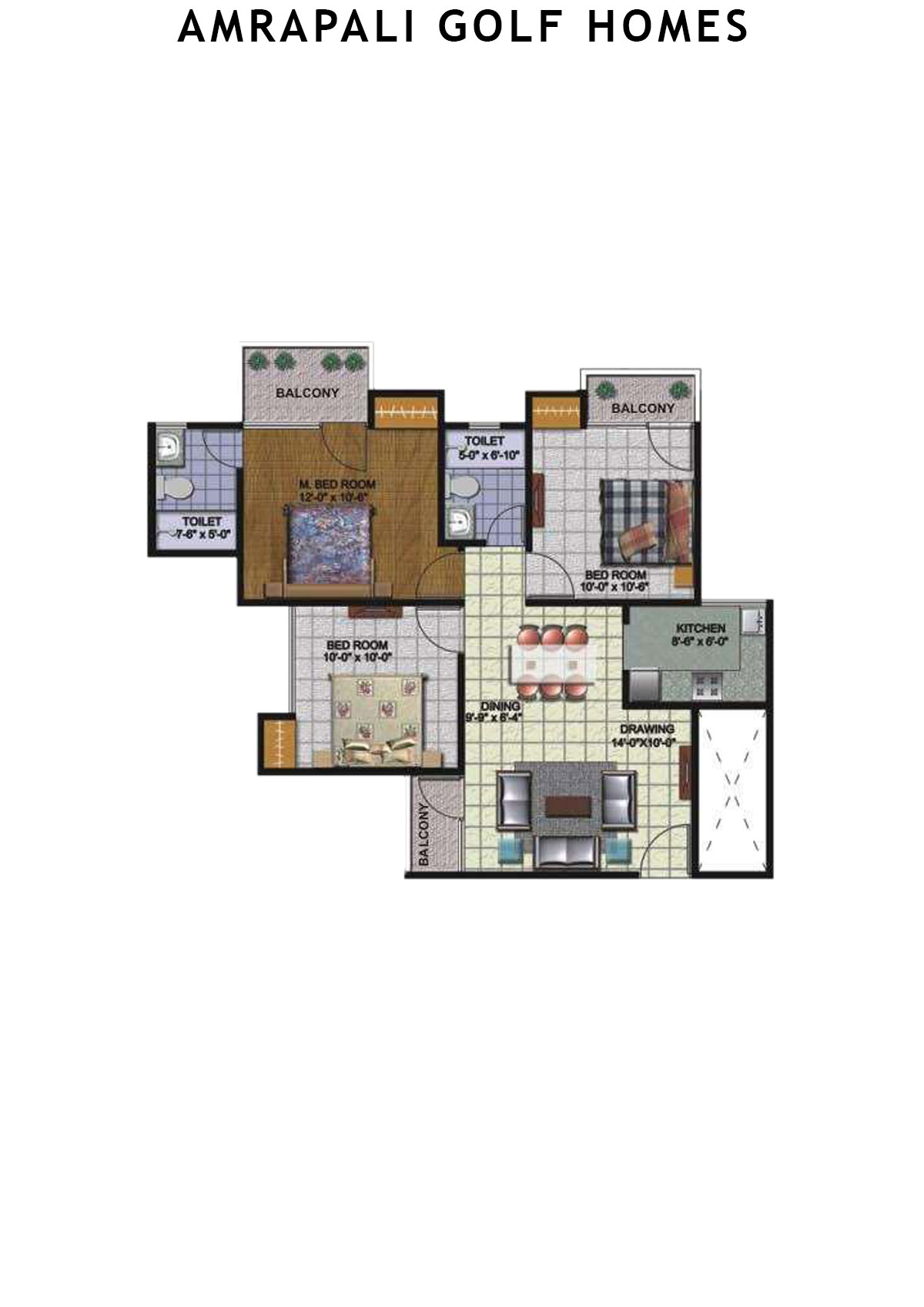 Amrapali Golf Homes Tower M1 Unit 1 Floor Plan
