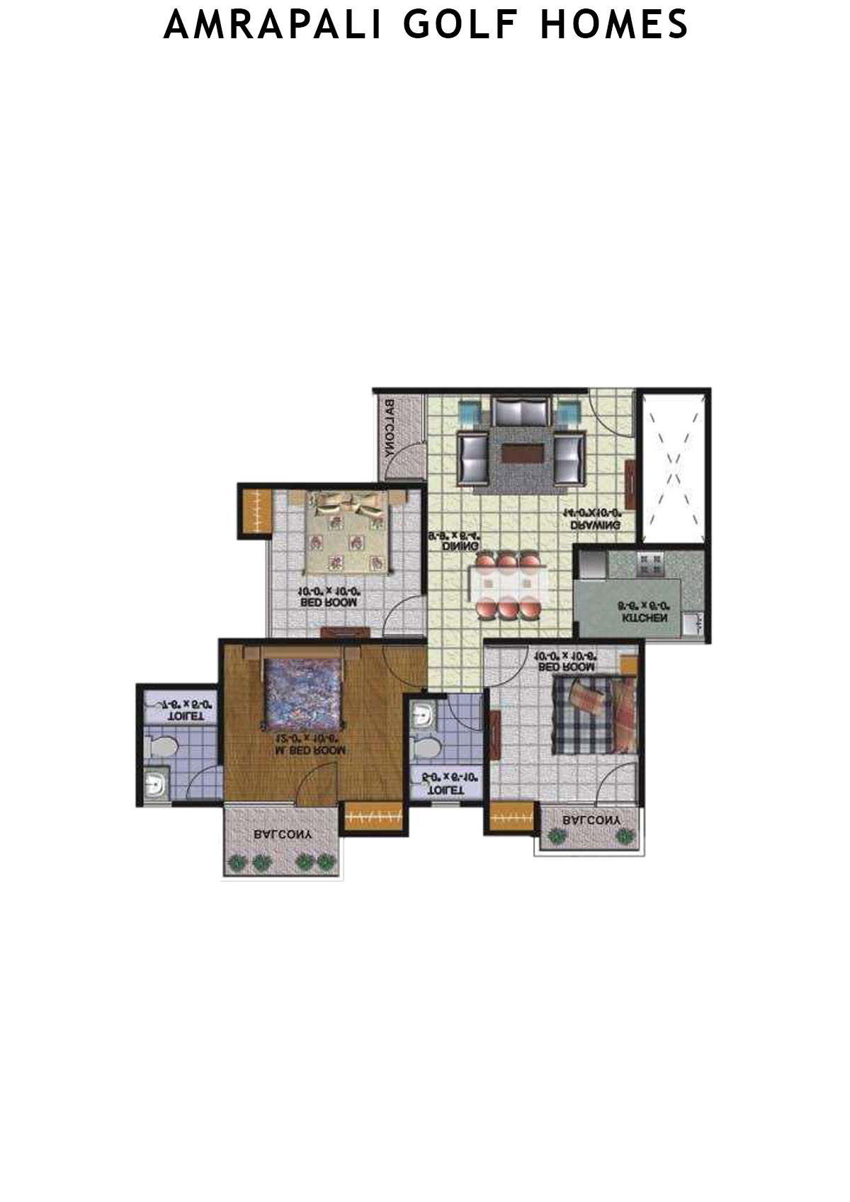 Amrapali Golf Homes Tower M4 Unit 3 Floor Plan