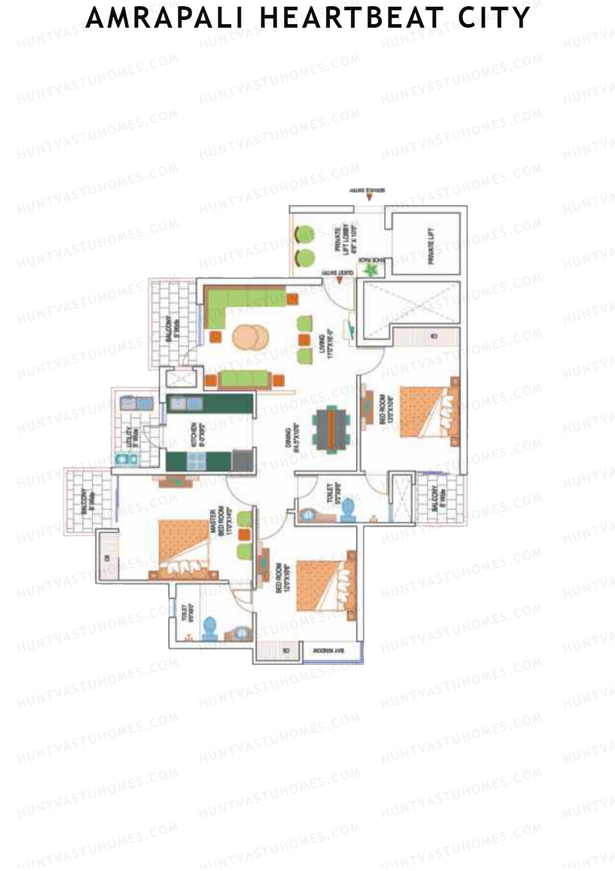 Amrapali Heartbeat City Tower F Unit 1 Floor Plan