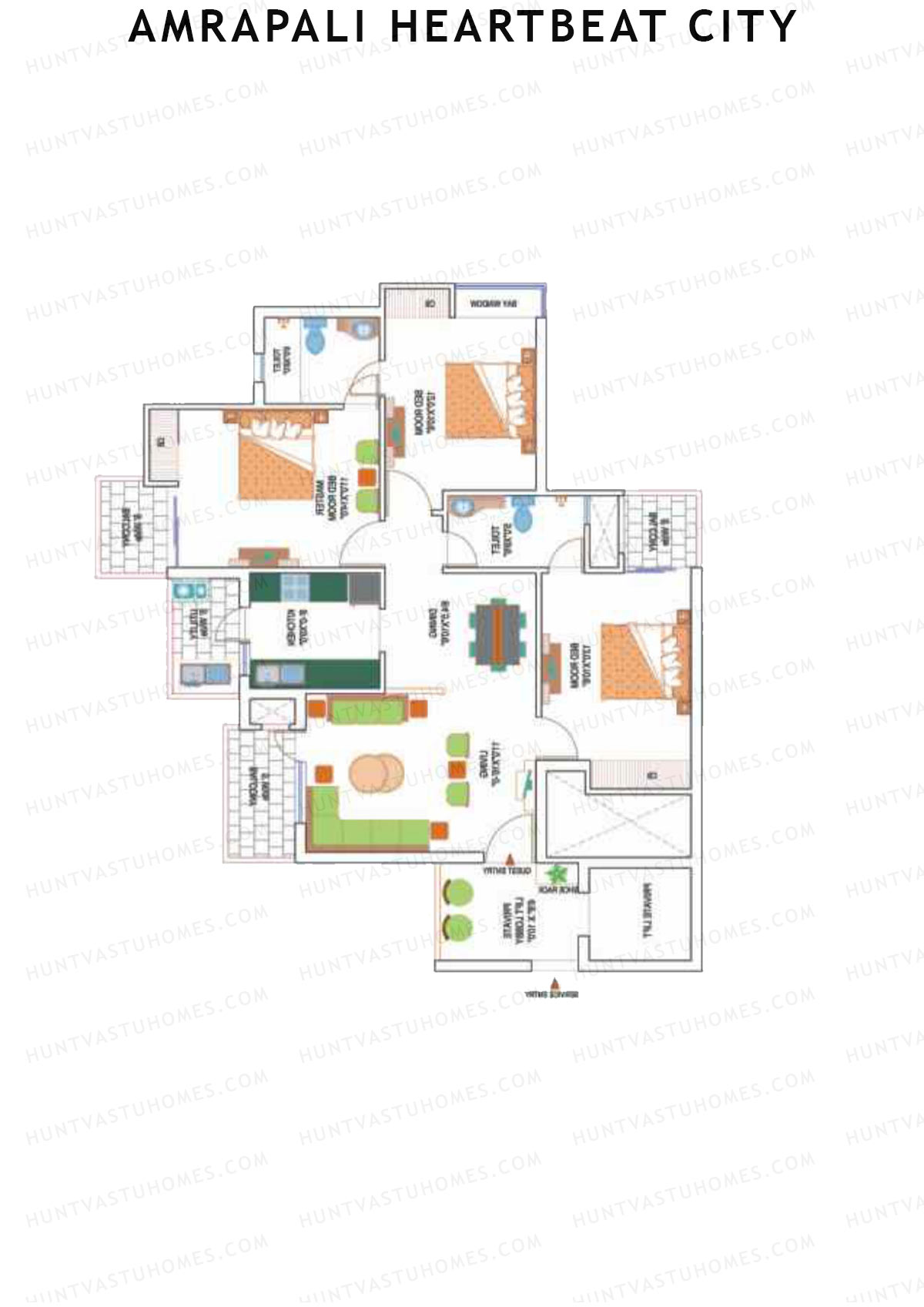 Amrapali Heartbeat City Tower F Unit 3 Floor Plan