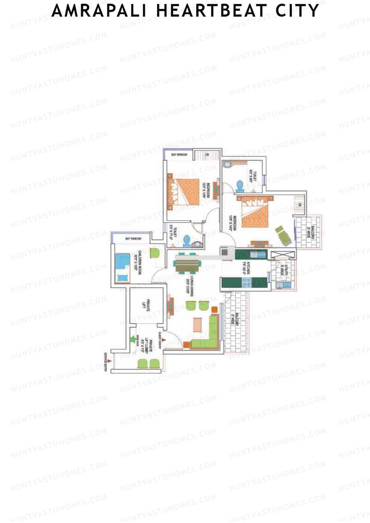Amrapali Heartbeat City Tower H Unit 3 Floor Plan