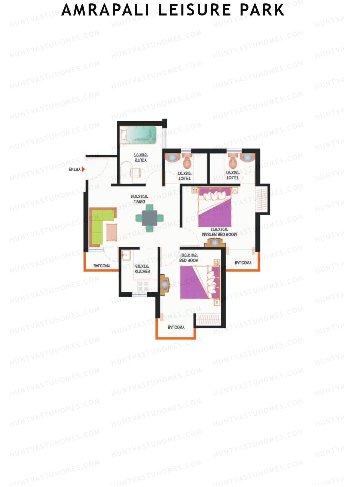 Amrapali Leisure Park, Tower A2, Unit 5, 2BHK, Super Area 925   sq ft 