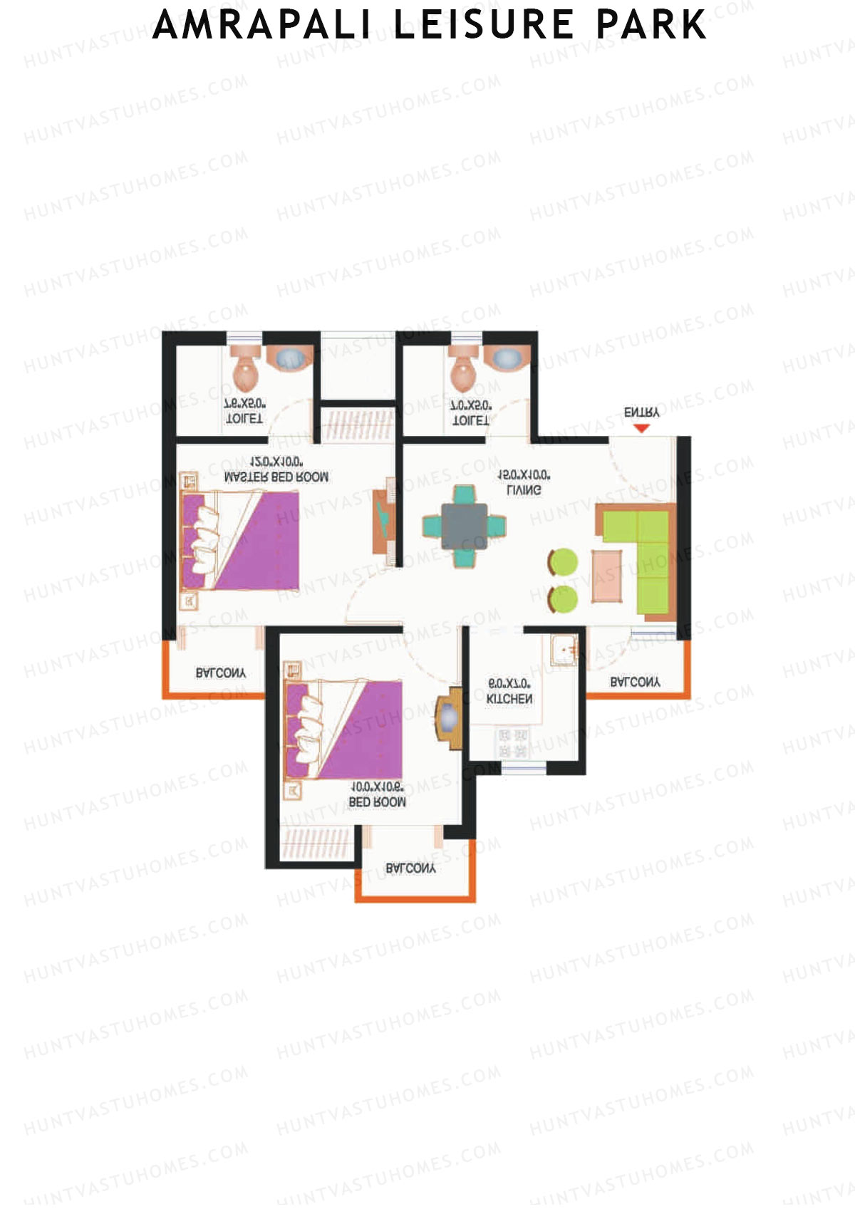 Amrapali Leisure Park, Tower A4, Unit 1, 2BHK, Super Area 815   sq ft 